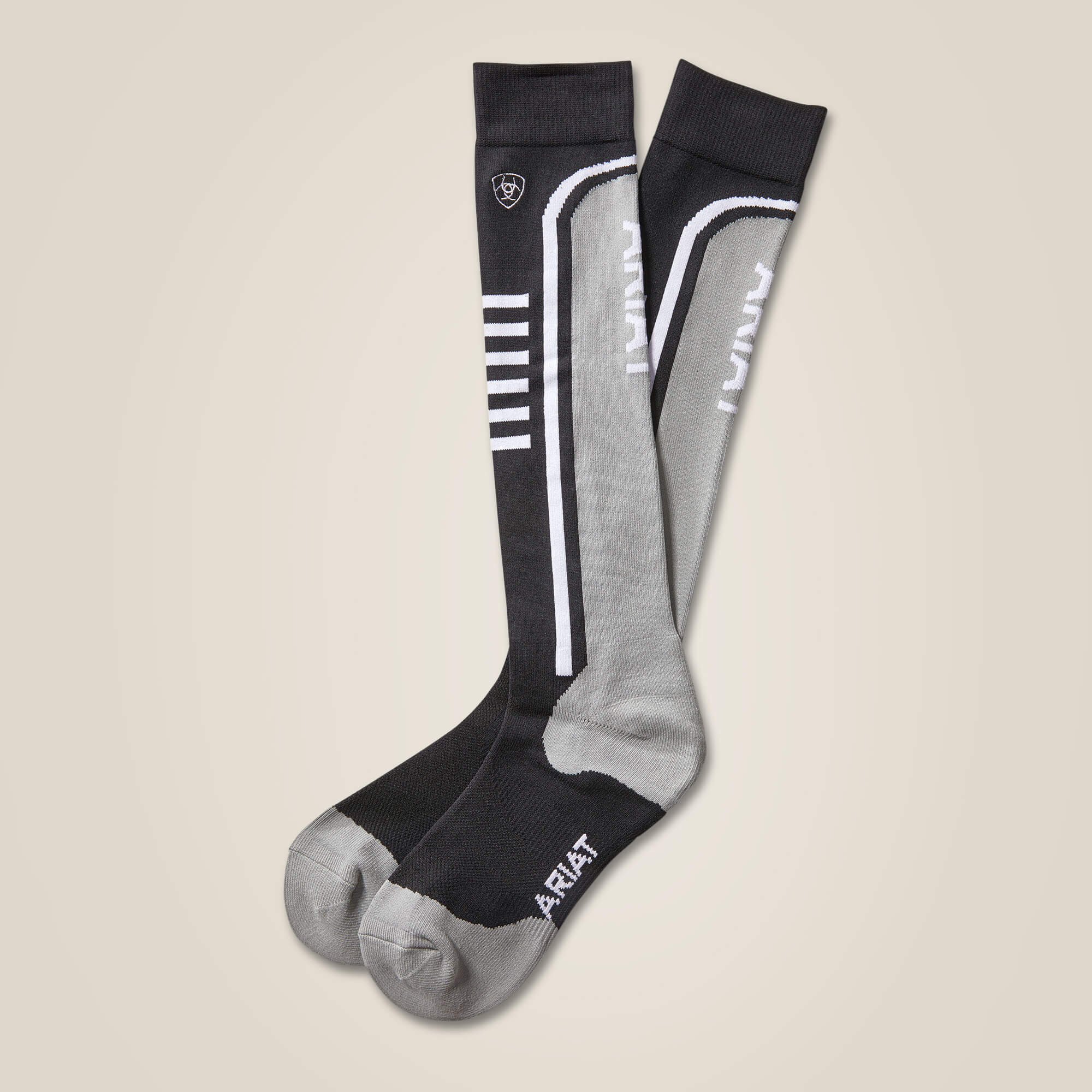 Ariat AriatTEK Slimline Performance Socks - Black/Sleet - Image 2