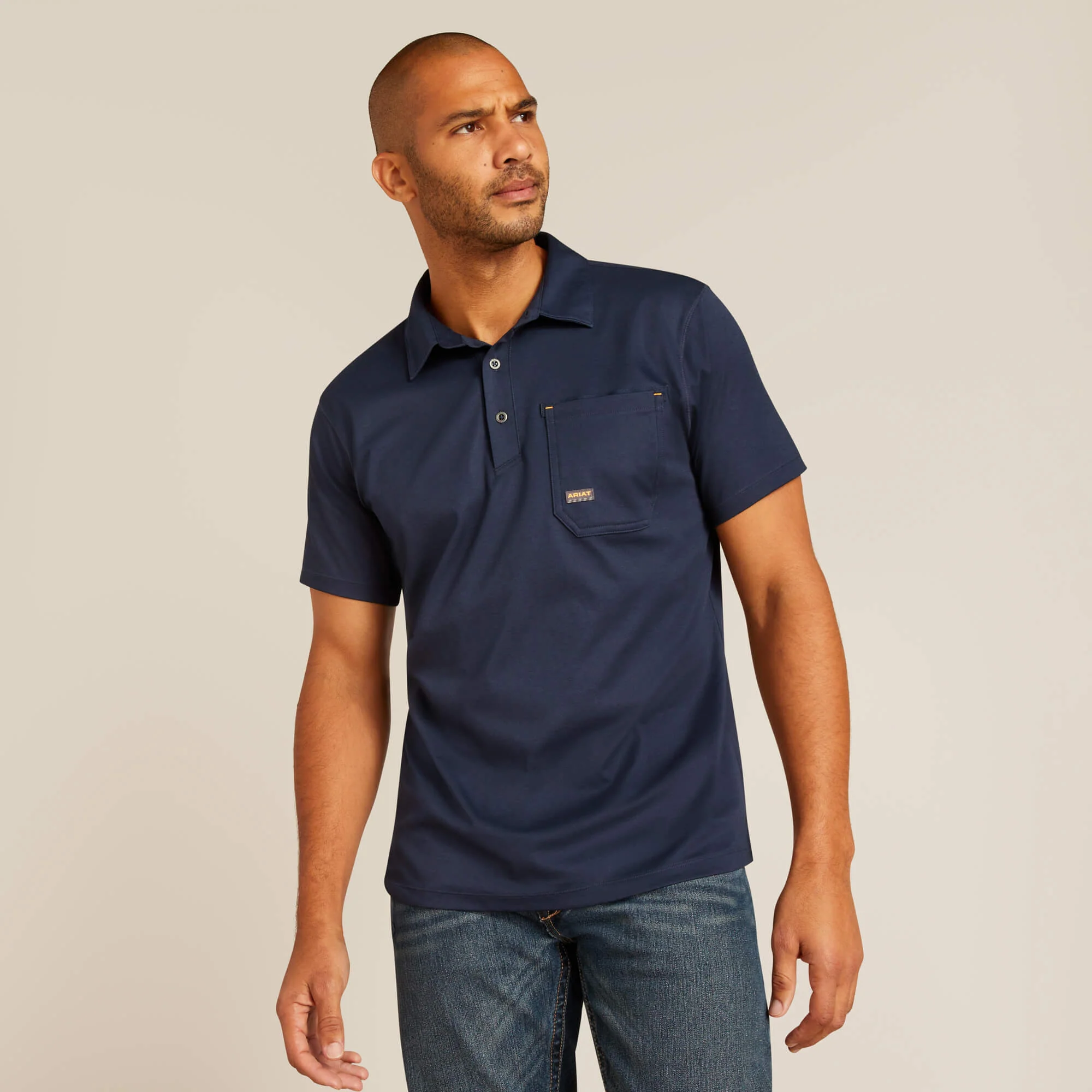 Ariat Men's Rebar Foreman Short Sleeves Polo Shirt - Navy