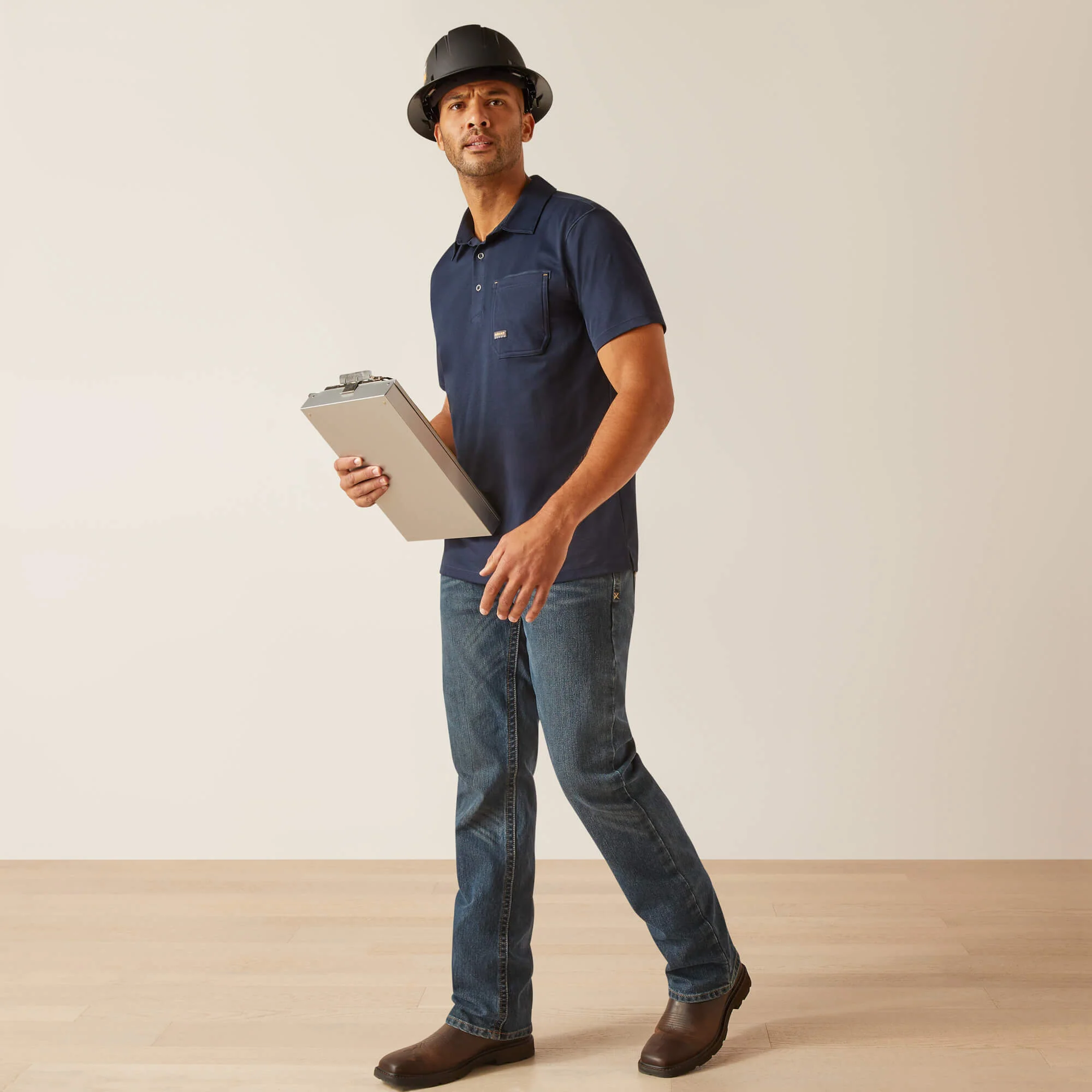 Ariat Men's Rebar Foreman Short Sleeves Polo Shirt - Navy - Image 3