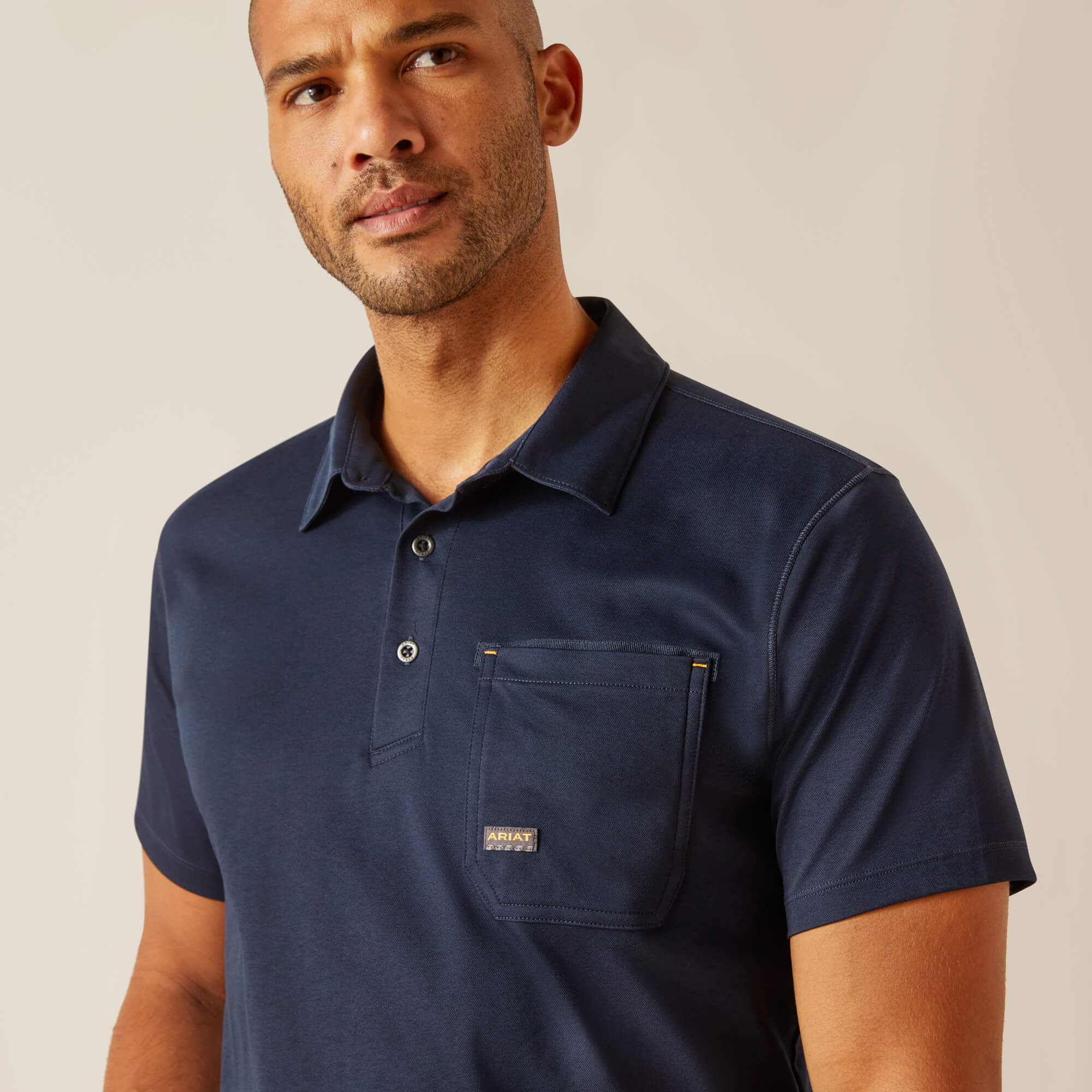 Ariat Men's Rebar Foreman Short Sleeves Polo Shirt - Navy - Image 4
