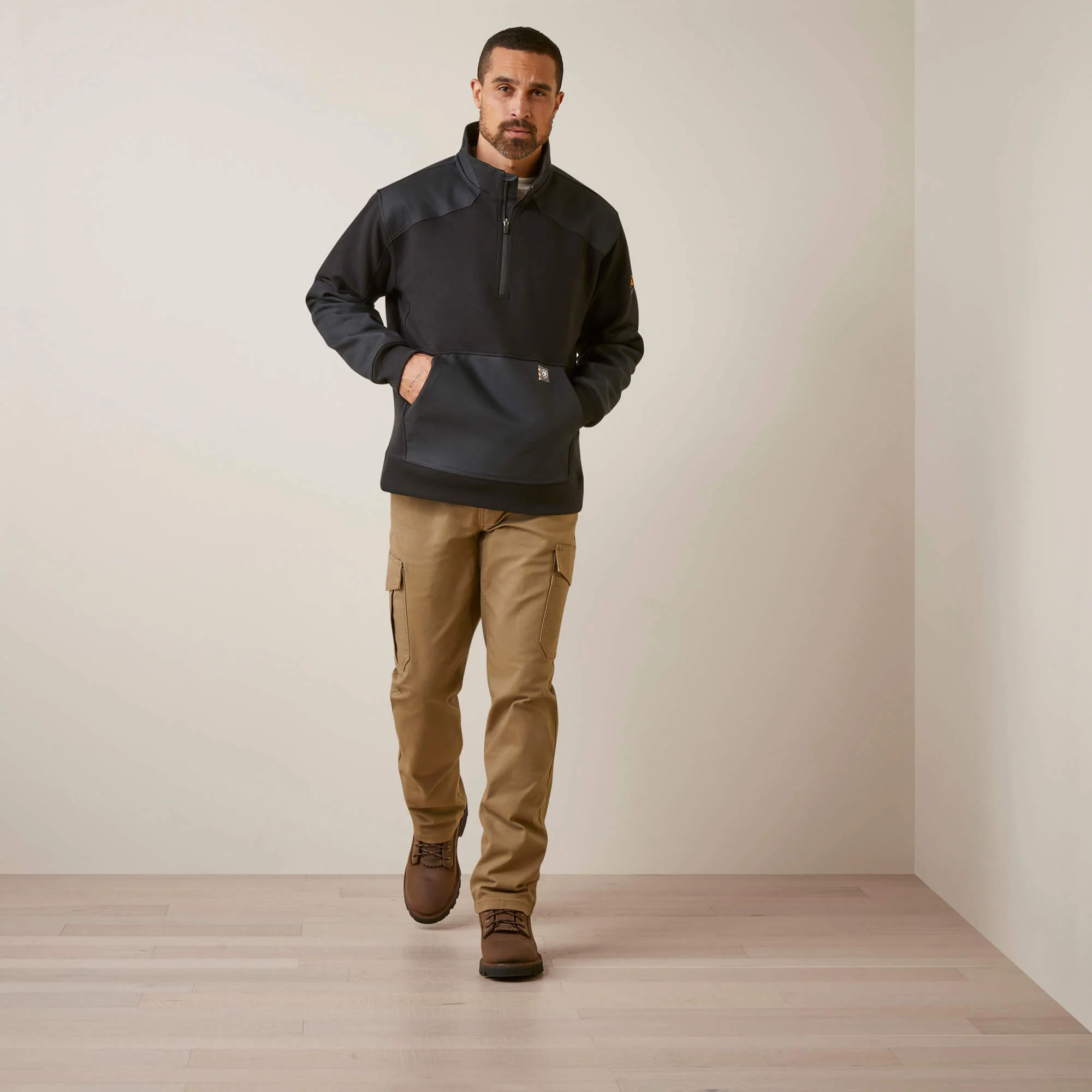 Ariat Men's Rebar Workman DuraCanvas Sweatshirt - Black/ Black - Image 3