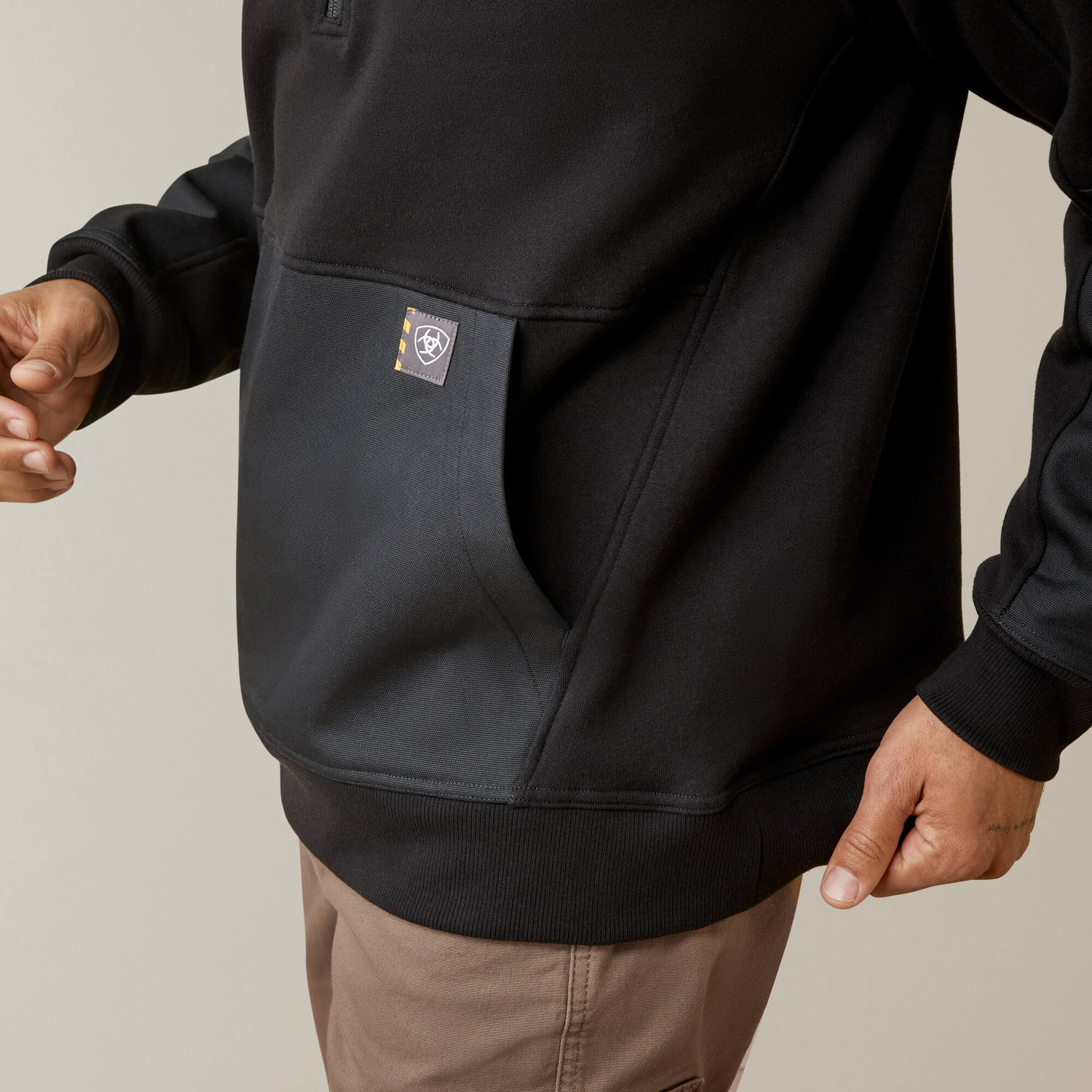 Ariat Men's Rebar Workman DuraCanvas Sweatshirt - Black/ Black - Image 4