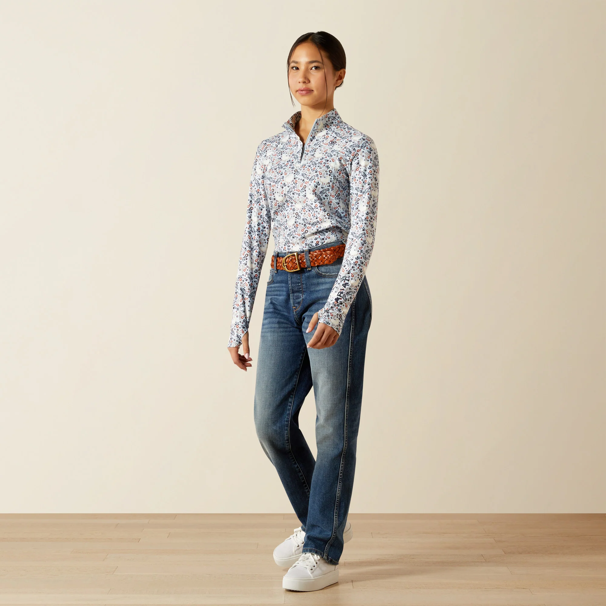 Ariat Youth Lowell 3.0 1/4 Zip Long Sleeve Baselayer - Posey Pony Print - Image 3