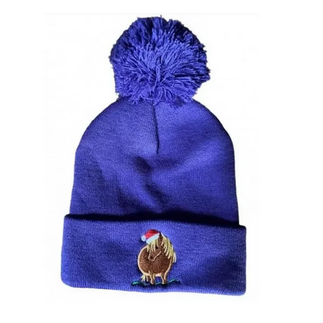 British Country Collection Christmas Santa Pom Pom Beanie Hat