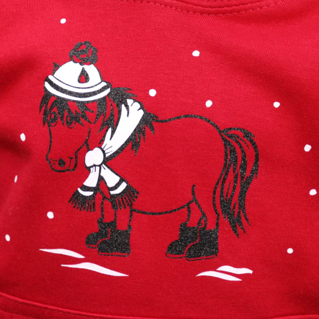 British Country Collection Christmas Snow Pony Glittering Hoodie - Image 2