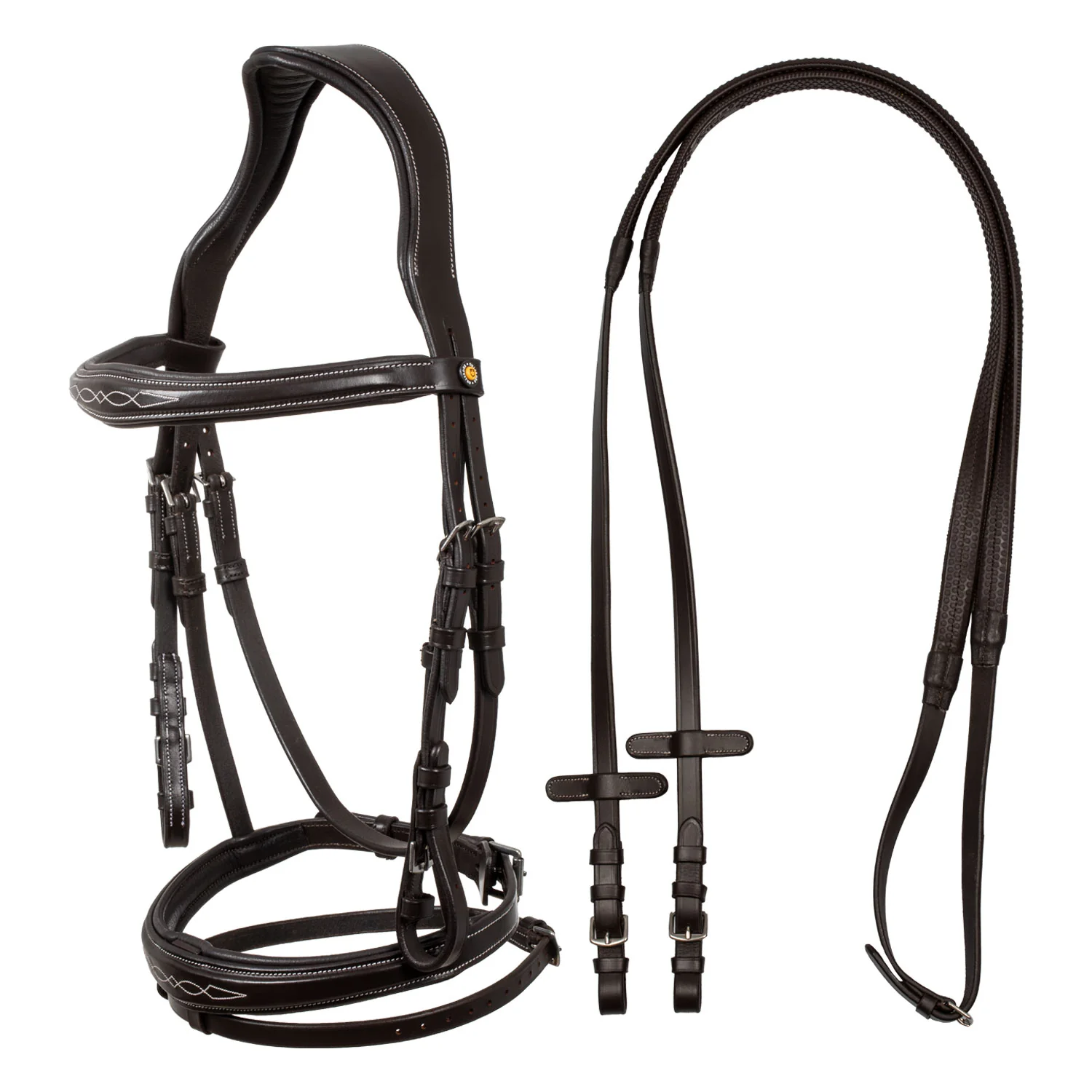 Equestro Bridle In Soft Stitched Leather - Image 8