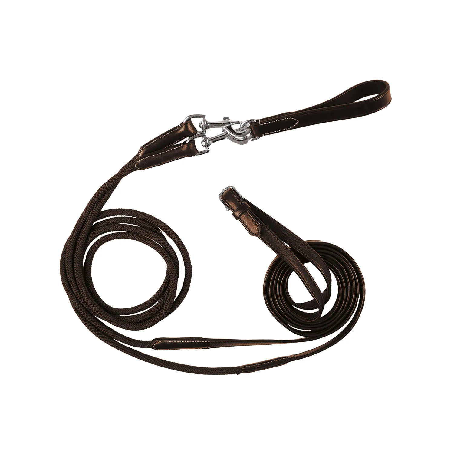 Equestro Double Leather And Nylon Draw Reins - Image 5