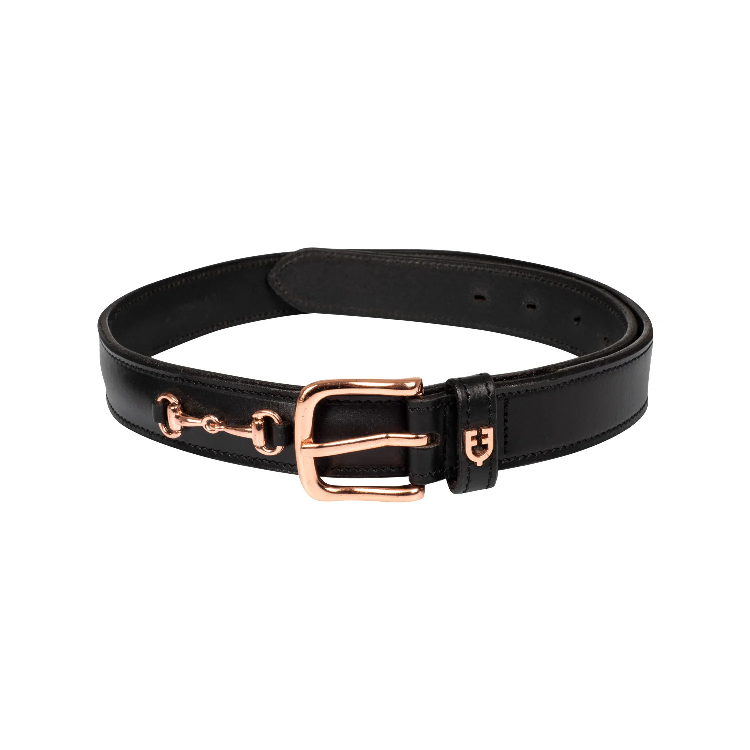 Equestro English Belt With Rose Gold Snaffle Bits
