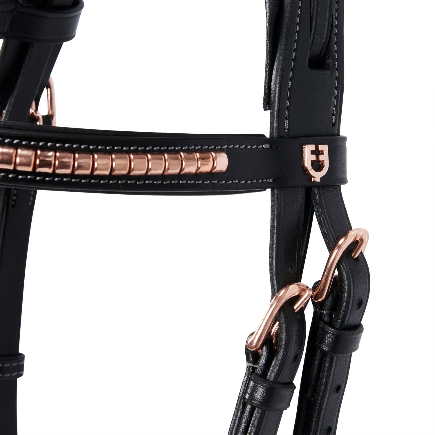 Equestro English Clincher Leather Bridle Colour Rose Gold - Image 3