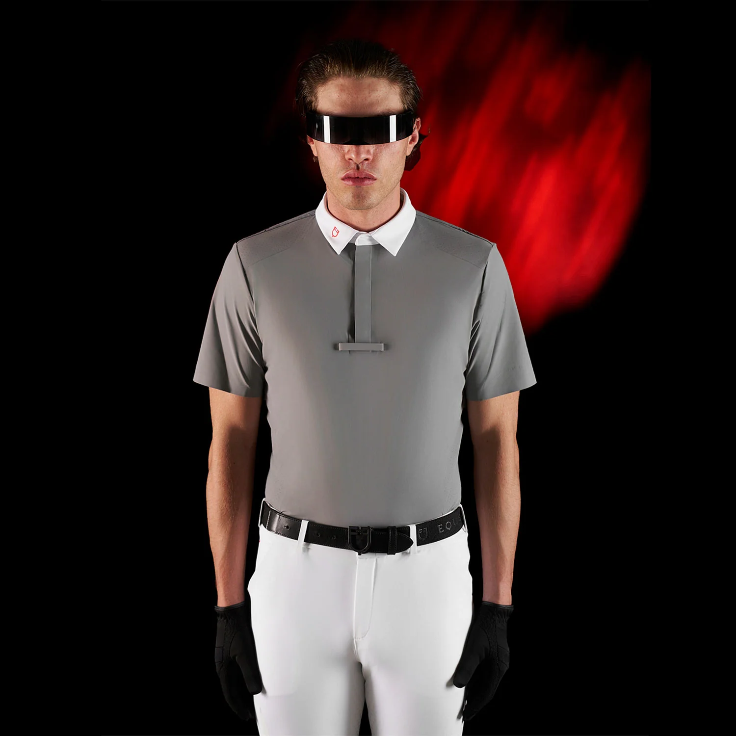 Equestro Equestro Ridertechnology Men's Competition Polo Shirt Short Sleeves And Buttons