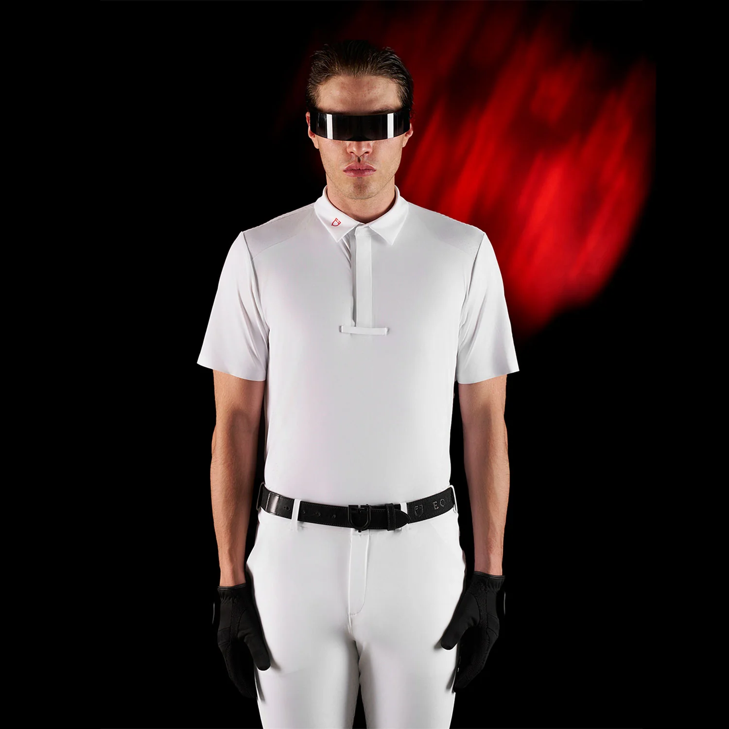 Equestro Equestro Ridertechnology Men's Competition Polo Shirt Short Sleeves And Buttons - Image 10