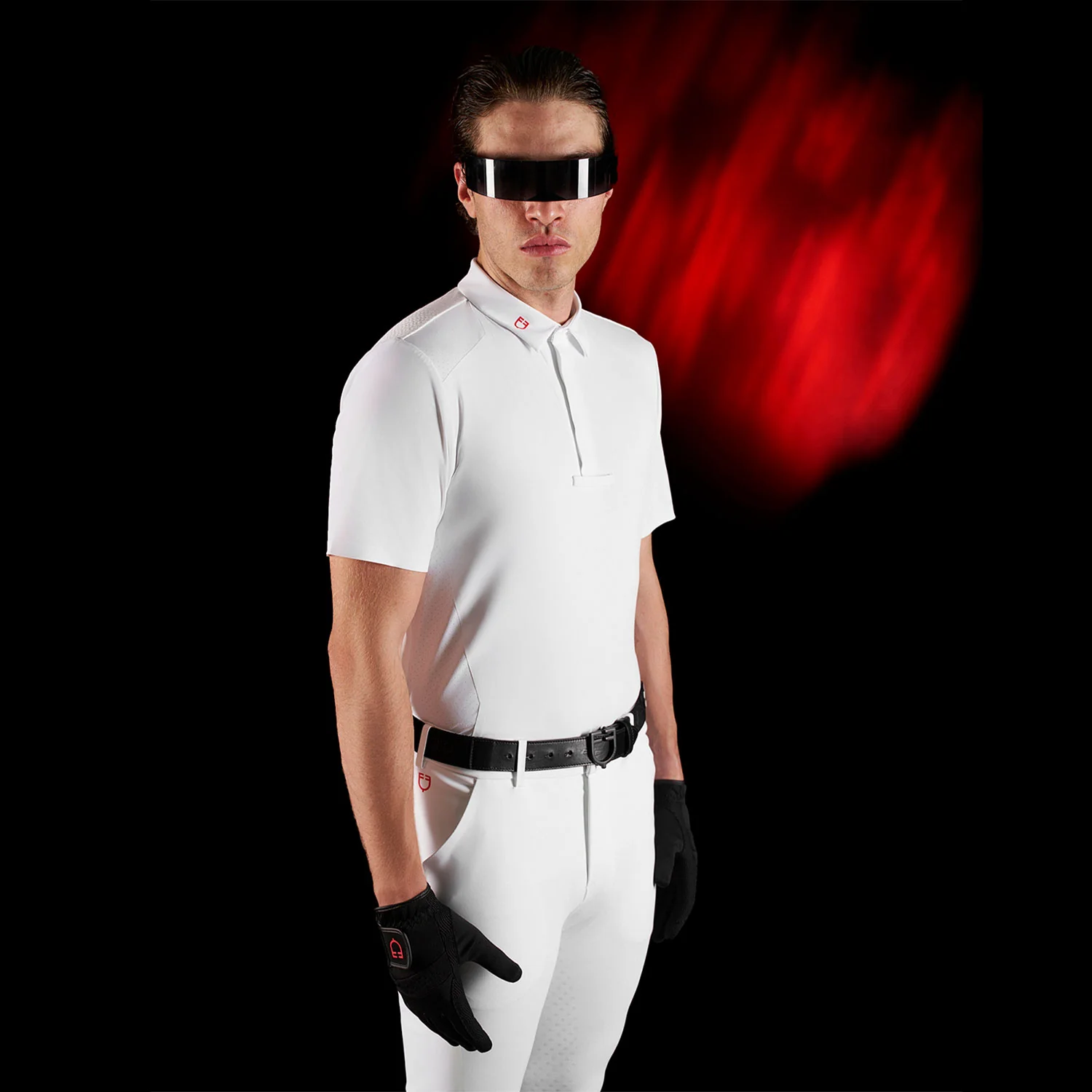 Equestro Equestro Ridertechnology Men's Competition Polo Shirt Short Sleeves And Buttons - Image 11
