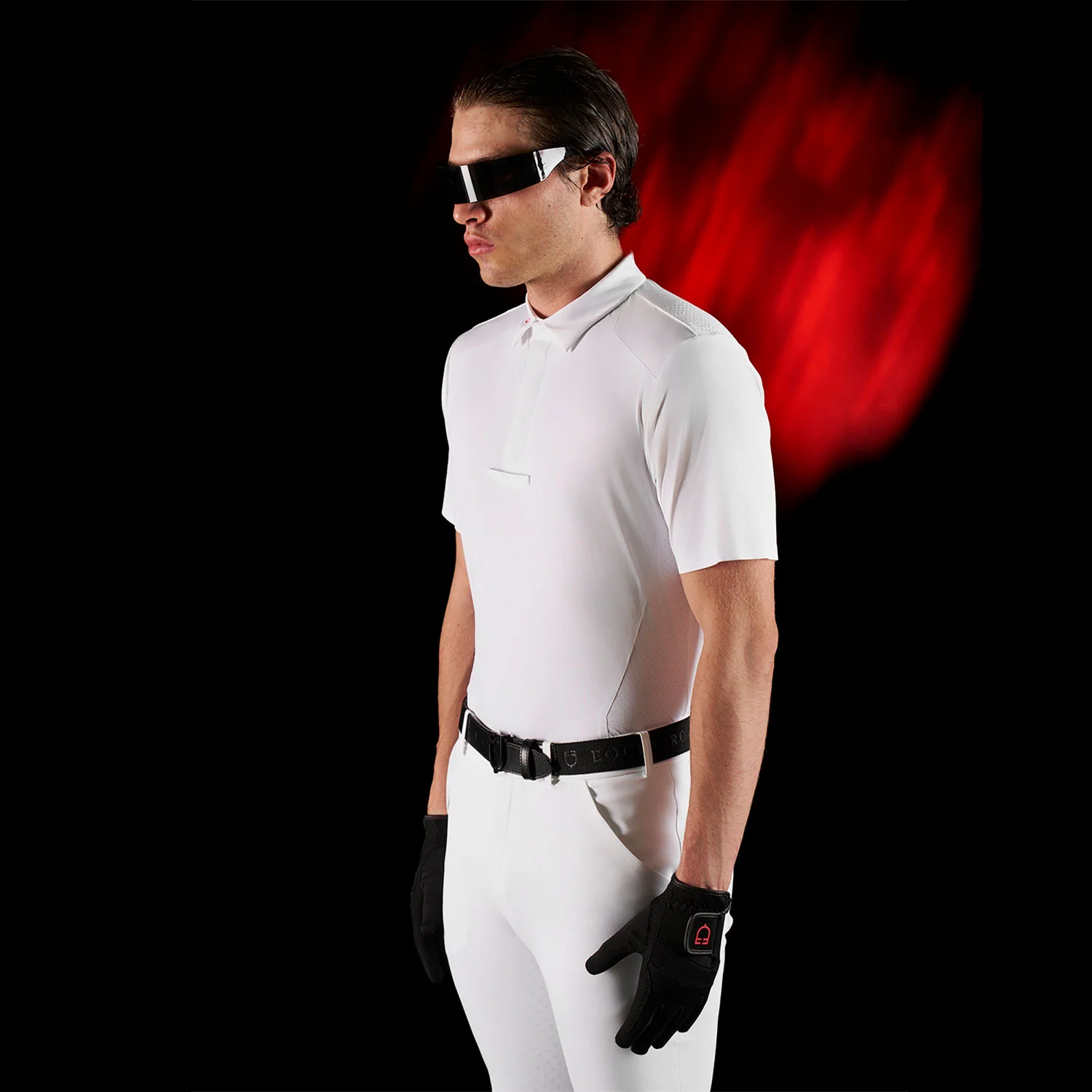 Equestro Equestro Ridertechnology Men's Competition Polo Shirt Short Sleeves And Buttons - Image 12