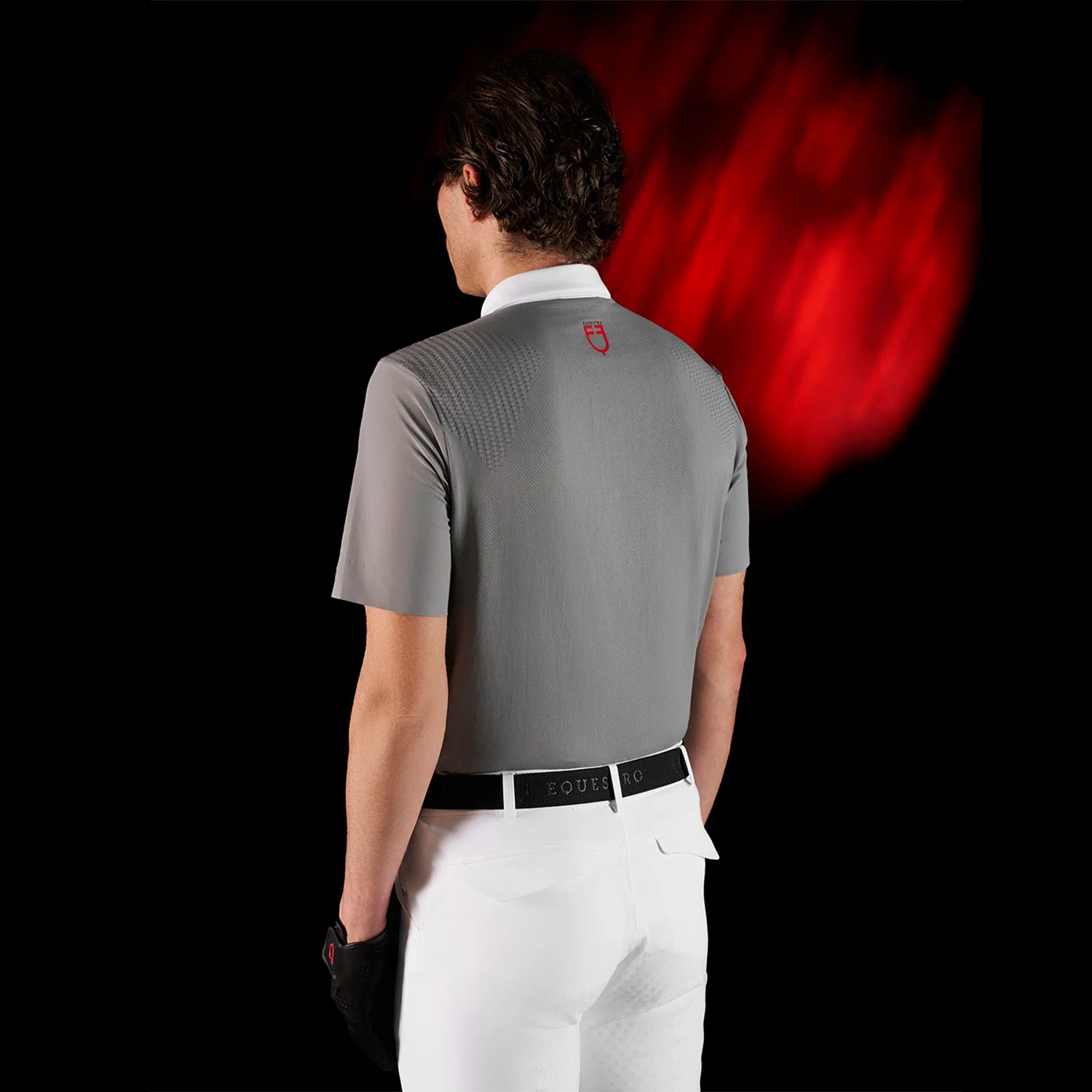 Equestro Equestro Ridertechnology Men's Competition Polo Shirt Short Sleeves And Buttons - Image 3