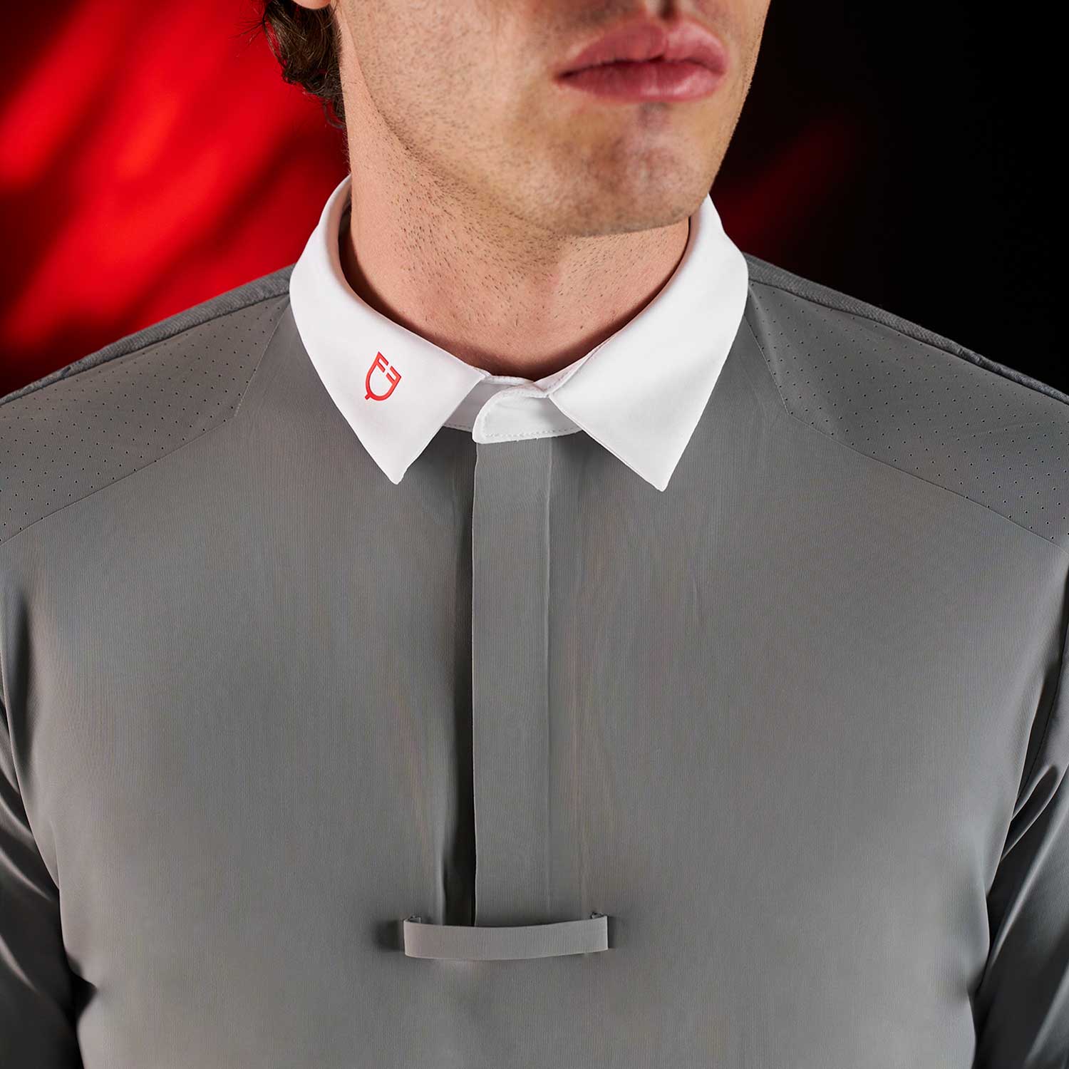Equestro Equestro Ridertechnology Men's Competition Polo Shirt Short Sleeves And Buttons - Image 4