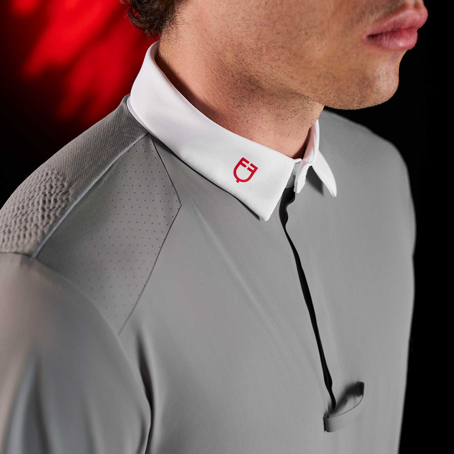 Equestro Equestro Ridertechnology Men's Competition Polo Shirt Short Sleeves And Buttons - Image 6