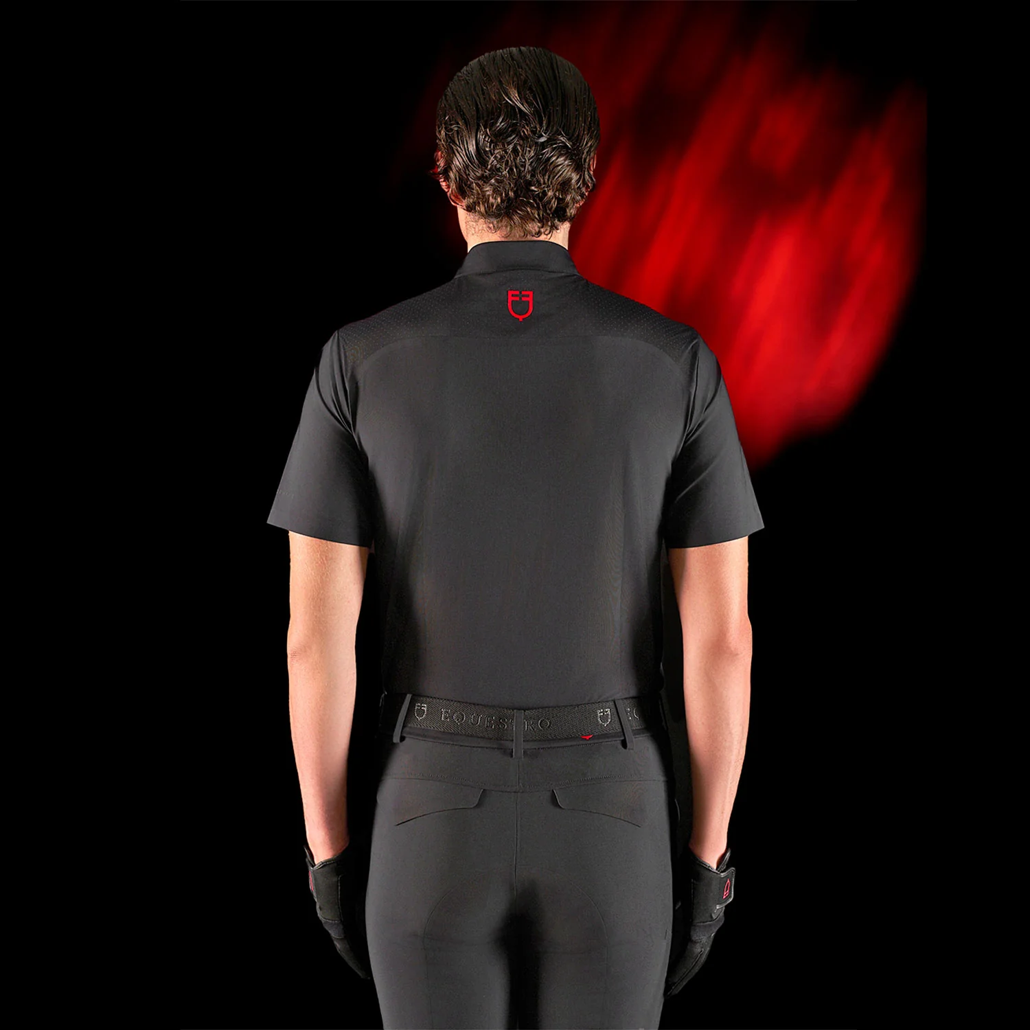 Equestro Equestro Ridertechnology Men's Training Polo Shirt Short Sleeves And Zip - Image 2