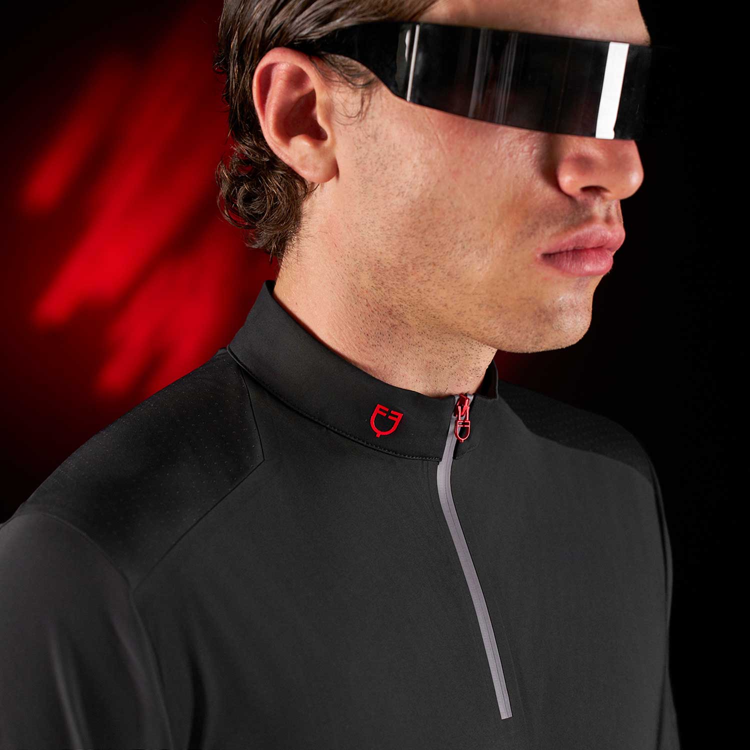 Equestro Equestro Ridertechnology Men's Training Polo Shirt Short Sleeves And Zip - Image 3