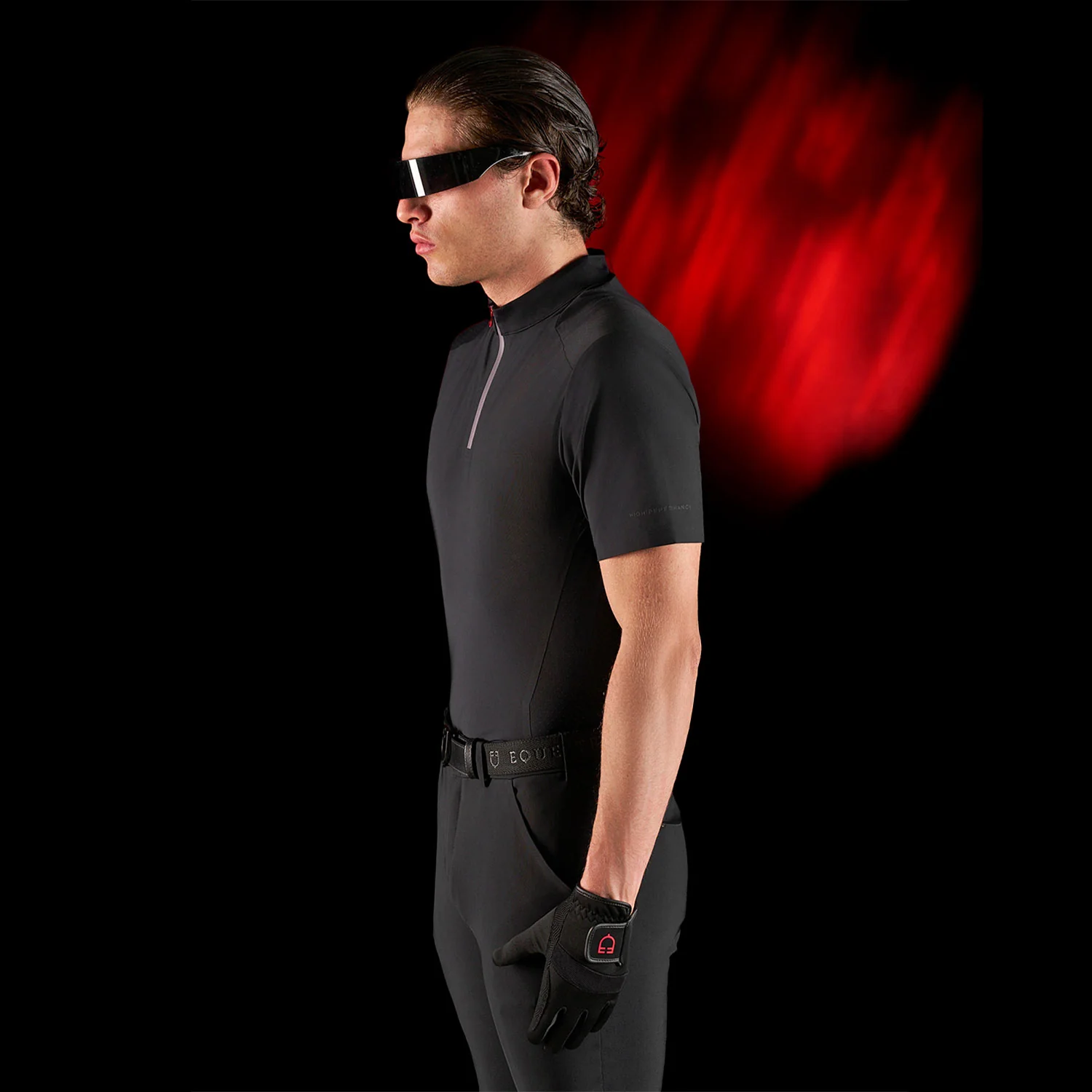 Equestro Equestro Ridertechnology Men's Training Polo Shirt Short Sleeves And Zip - Image 6