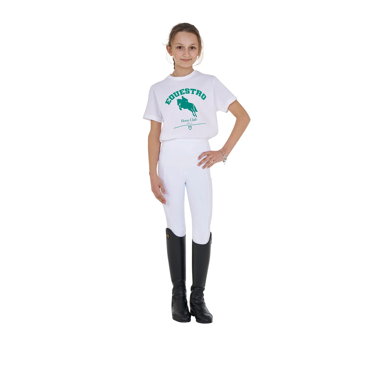 Equestro Girls' Jumping Horse Club Cotton T-Shirt - Image 10