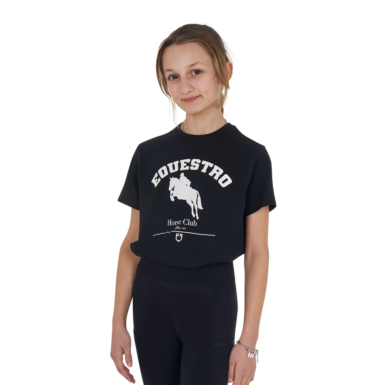 Equestro Girls' Jumping Horse Club Cotton T-Shirt - Image 4