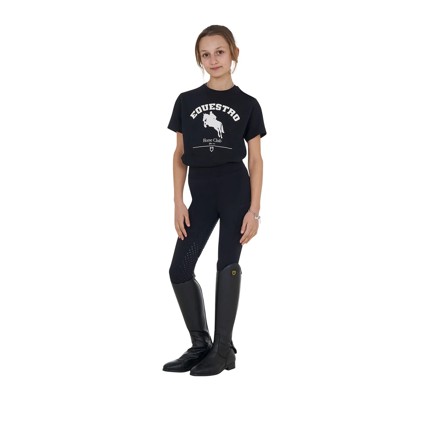 Equestro Girls' Jumping Horse Club Cotton T-Shirt - Image 5