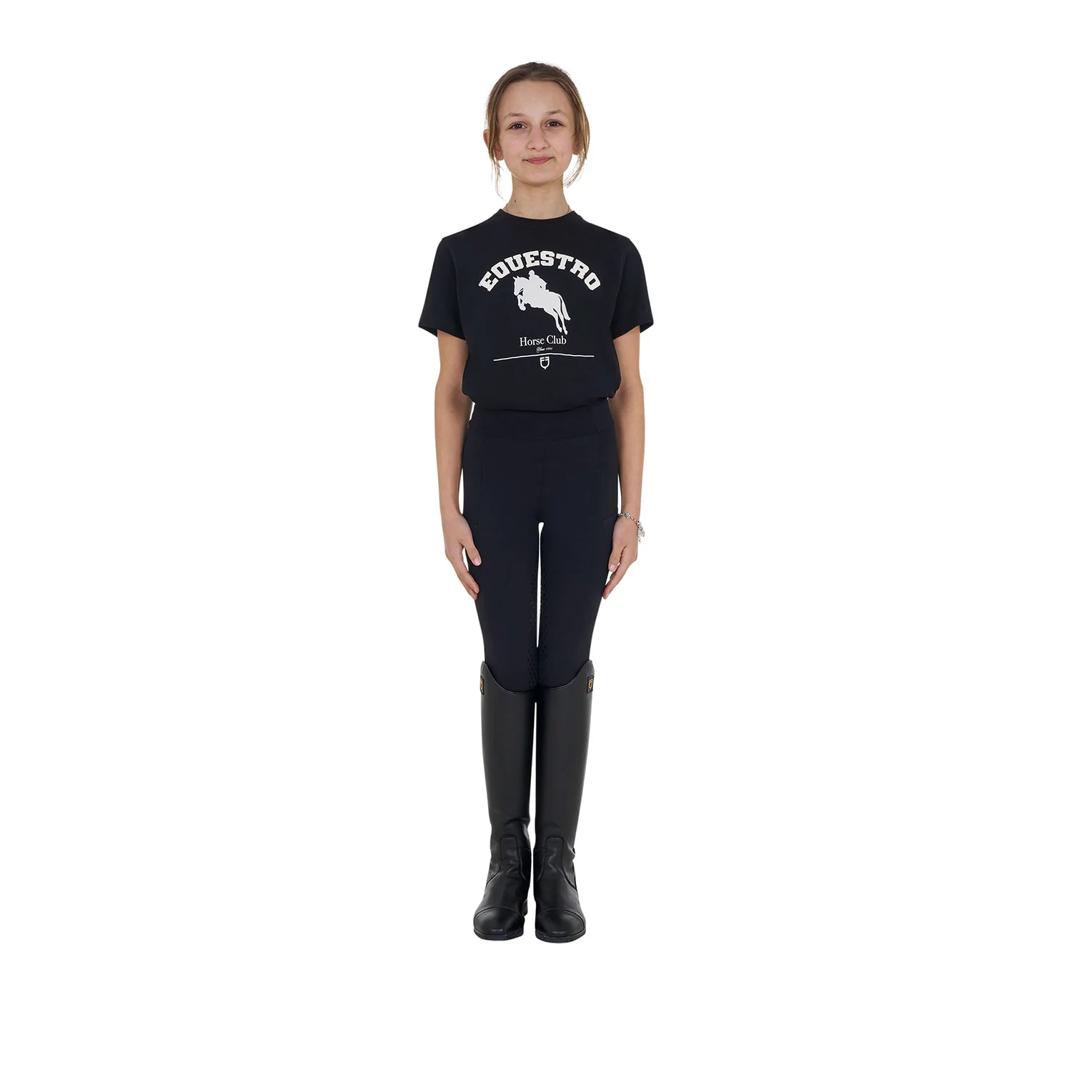 Equestro Girls' Jumping Horse Club Cotton T-Shirt - Image 6