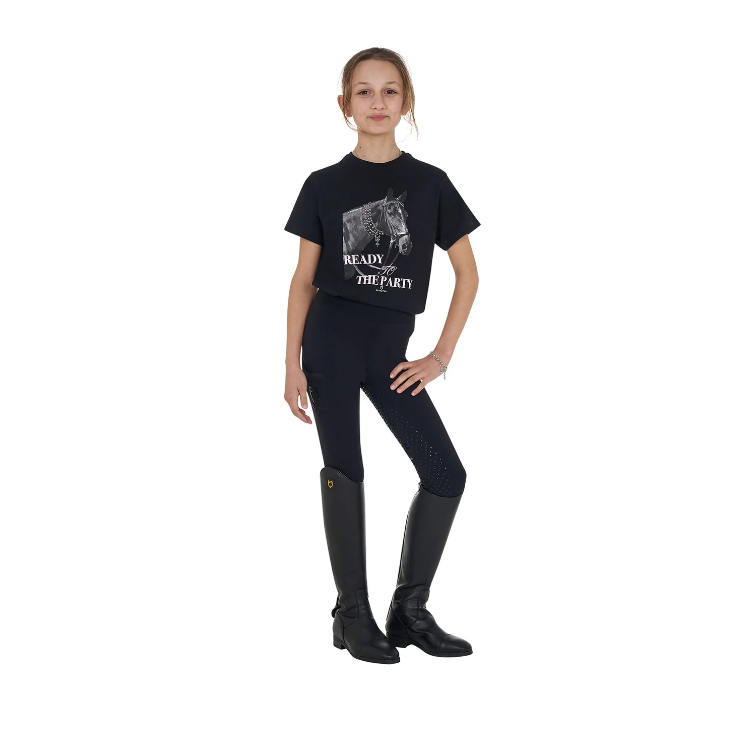 Equestro Girls' Ready To The Party Cotton T-Shirt With Rhinestones - Image 5