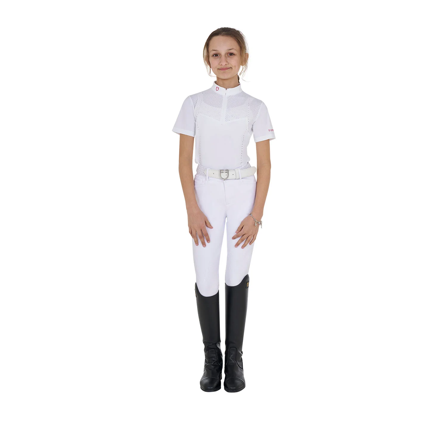 Equestro Girls' Slim Fit Competition Polo Shirt In Perforated Fabric - Image 6