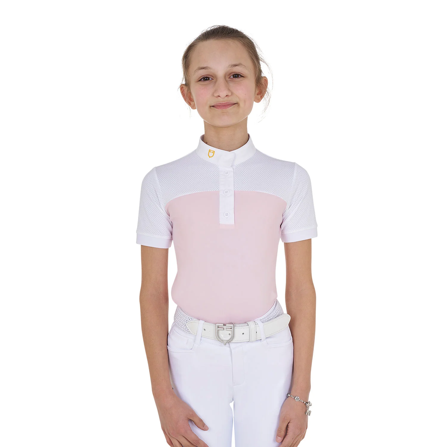 Equestro Girls' Slim Fit Competition Polo Shirt With Perforated Fabric
