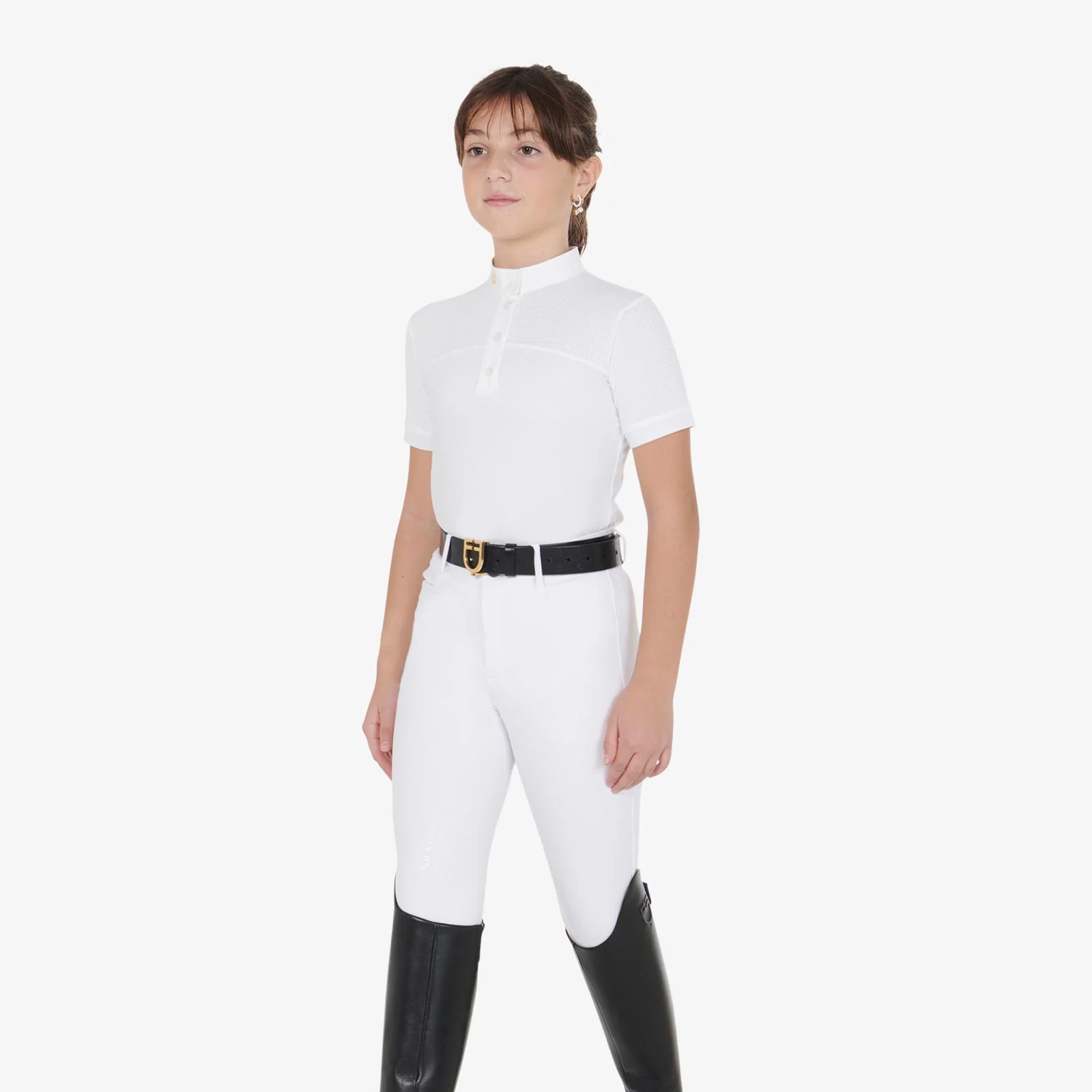 Equestro Girls' Slim Fit Competition Polo Shirt With Perforated Fabric - Image 11