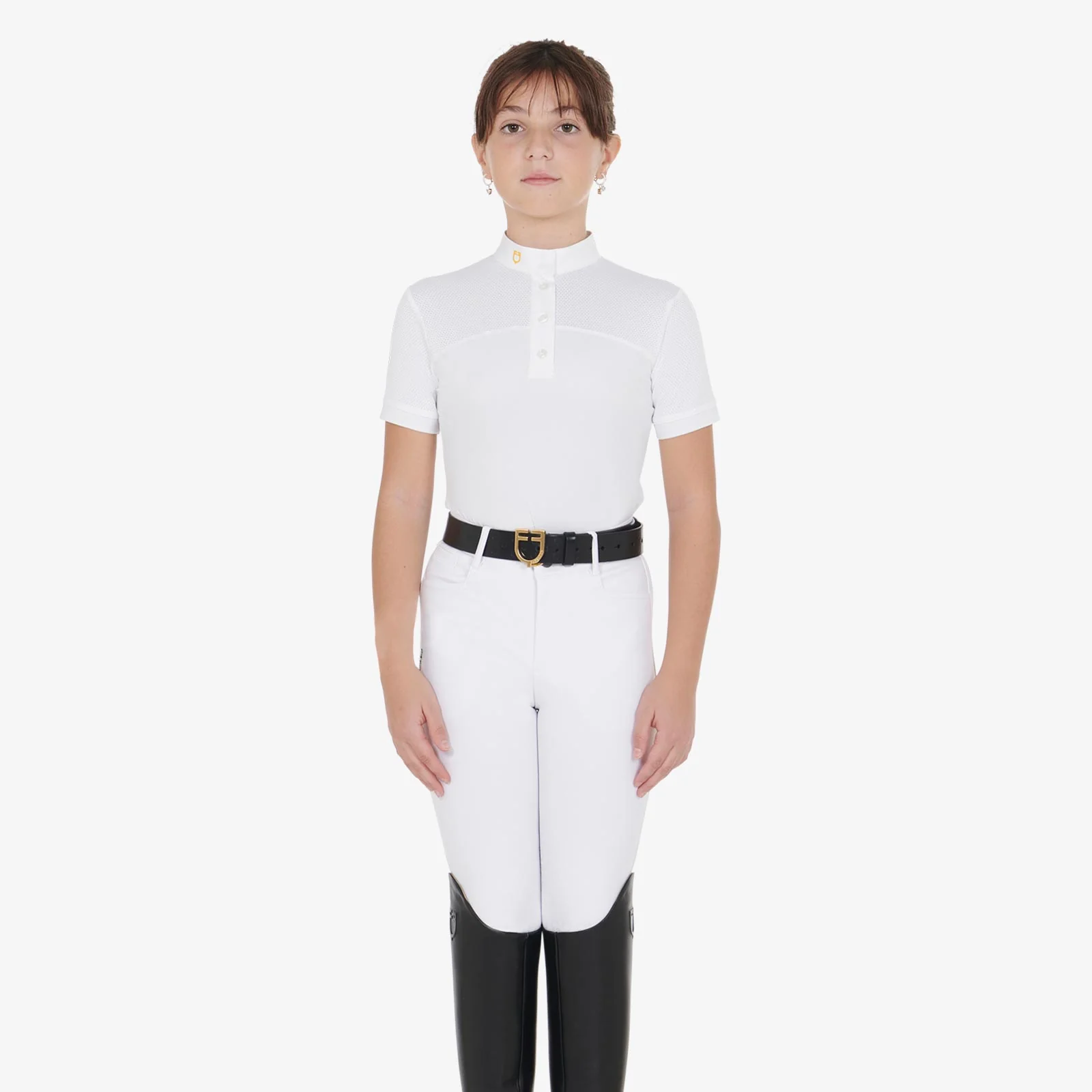 Equestro Girls' Slim Fit Competition Polo Shirt With Perforated Fabric - Image 12