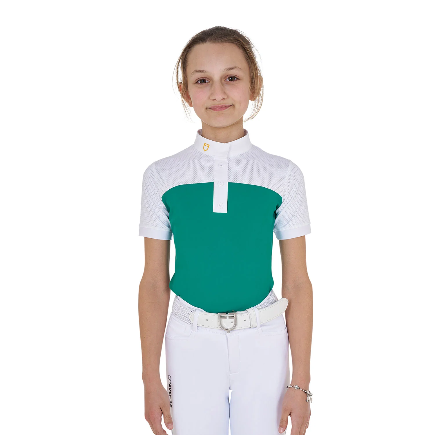 Equestro Girls' Slim Fit Competition Polo Shirt With Perforated Fabric - Image 13