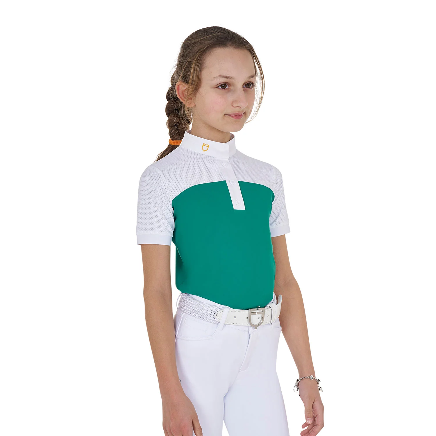 Equestro Girls' Slim Fit Competition Polo Shirt With Perforated Fabric - Image 14