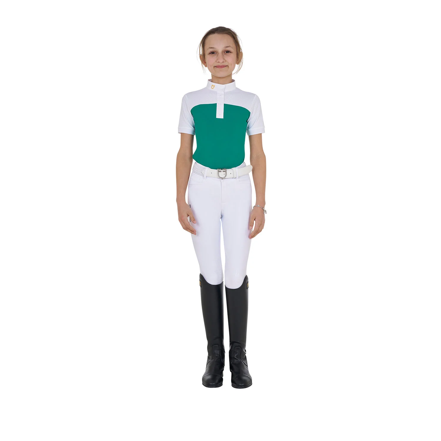 Equestro Girls' Slim Fit Competition Polo Shirt With Perforated Fabric - Image 19