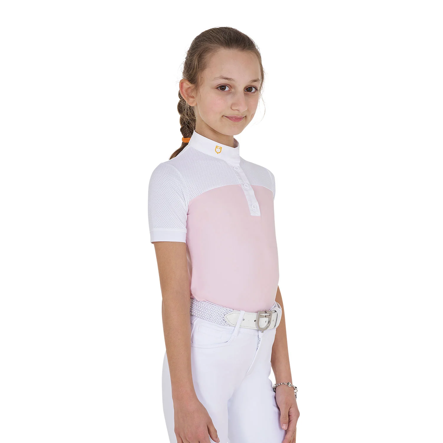 Equestro Girls' Slim Fit Competition Polo Shirt With Perforated Fabric - Image 2