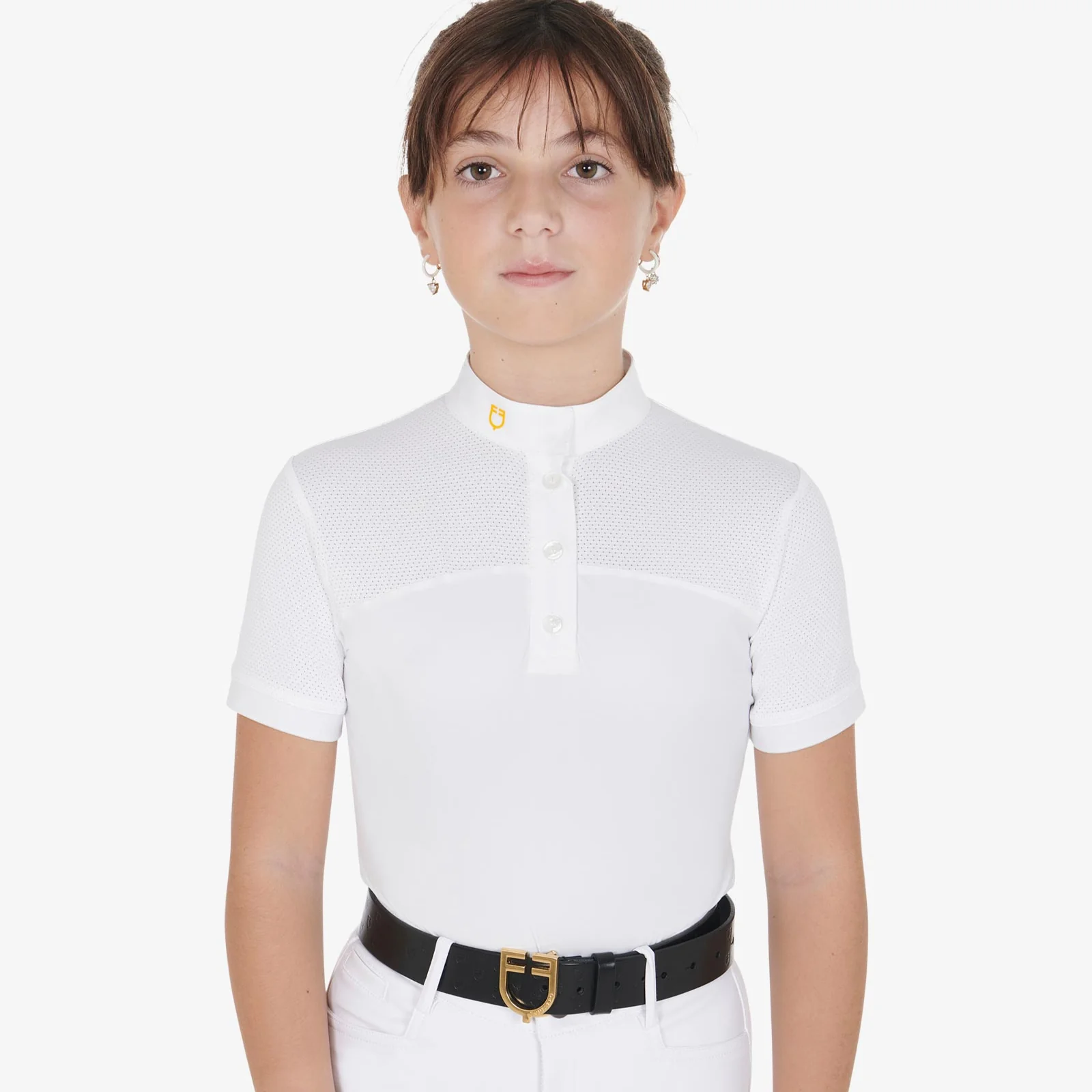 Equestro Girls' Slim Fit Competition Polo Shirt With Perforated Fabric - Image 8