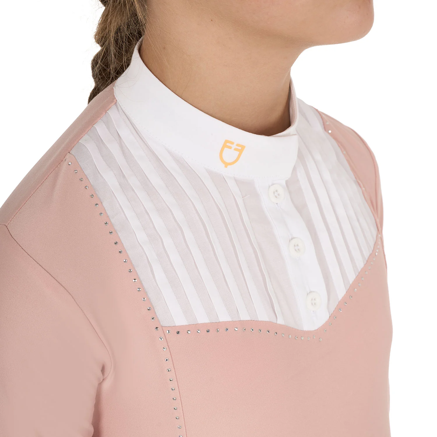 Equestro Girls' Slim Fit Competiton Polo Shirt Rhinestones - Image 3