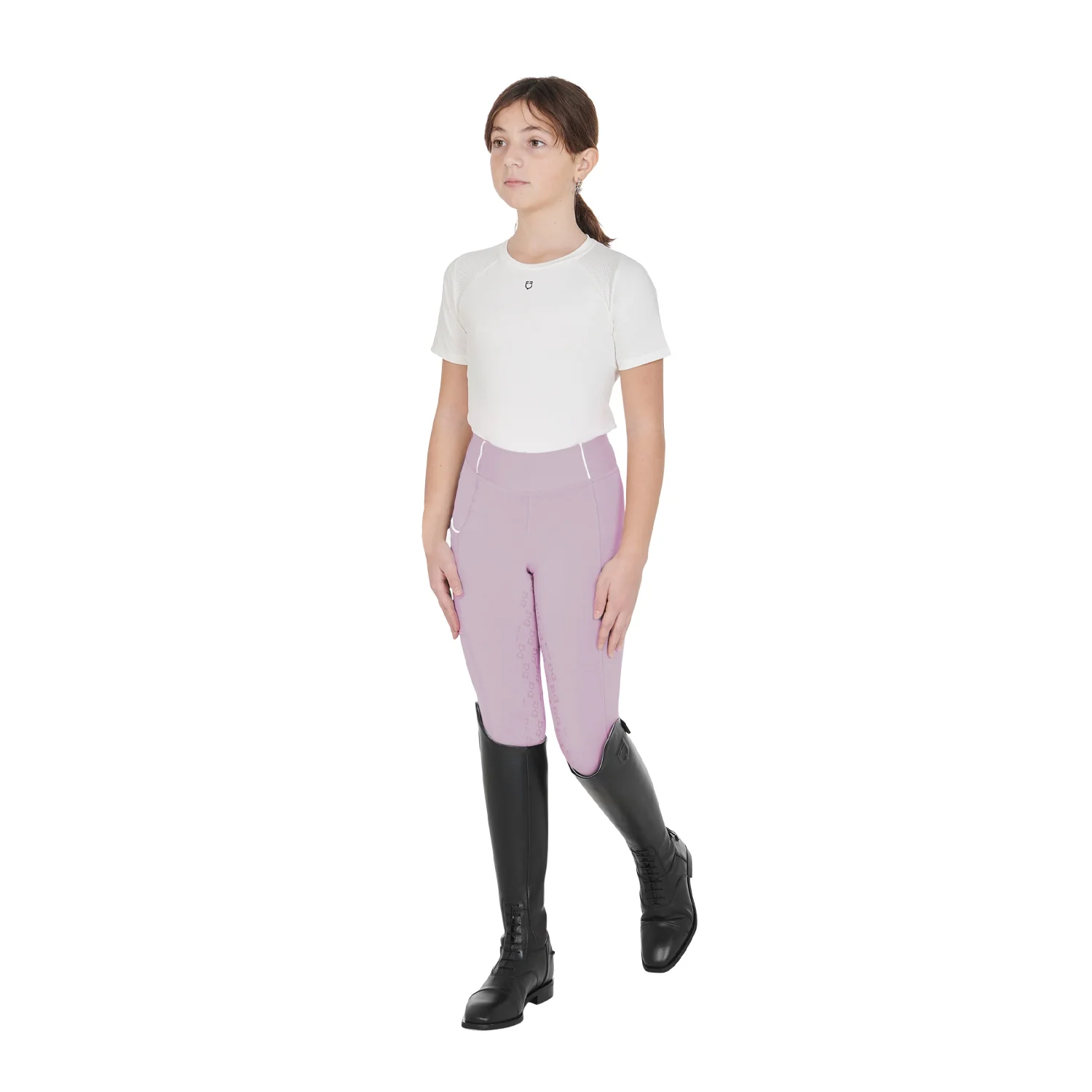 Equestro Girls' Slim Fit Grip Leggings With Logo - Image 107