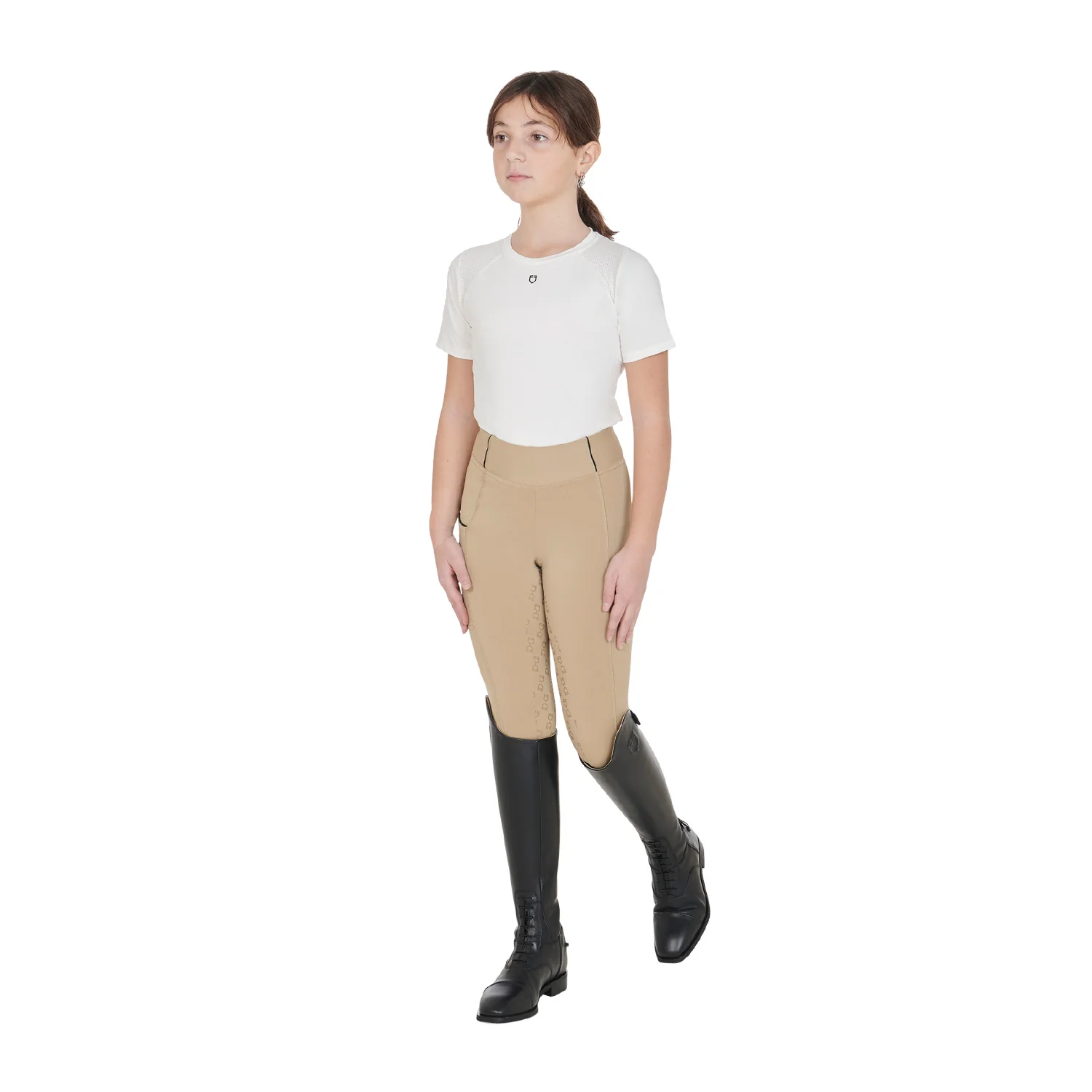 Equestro Girls' Slim Fit Grip Leggings With Logo - Image 41