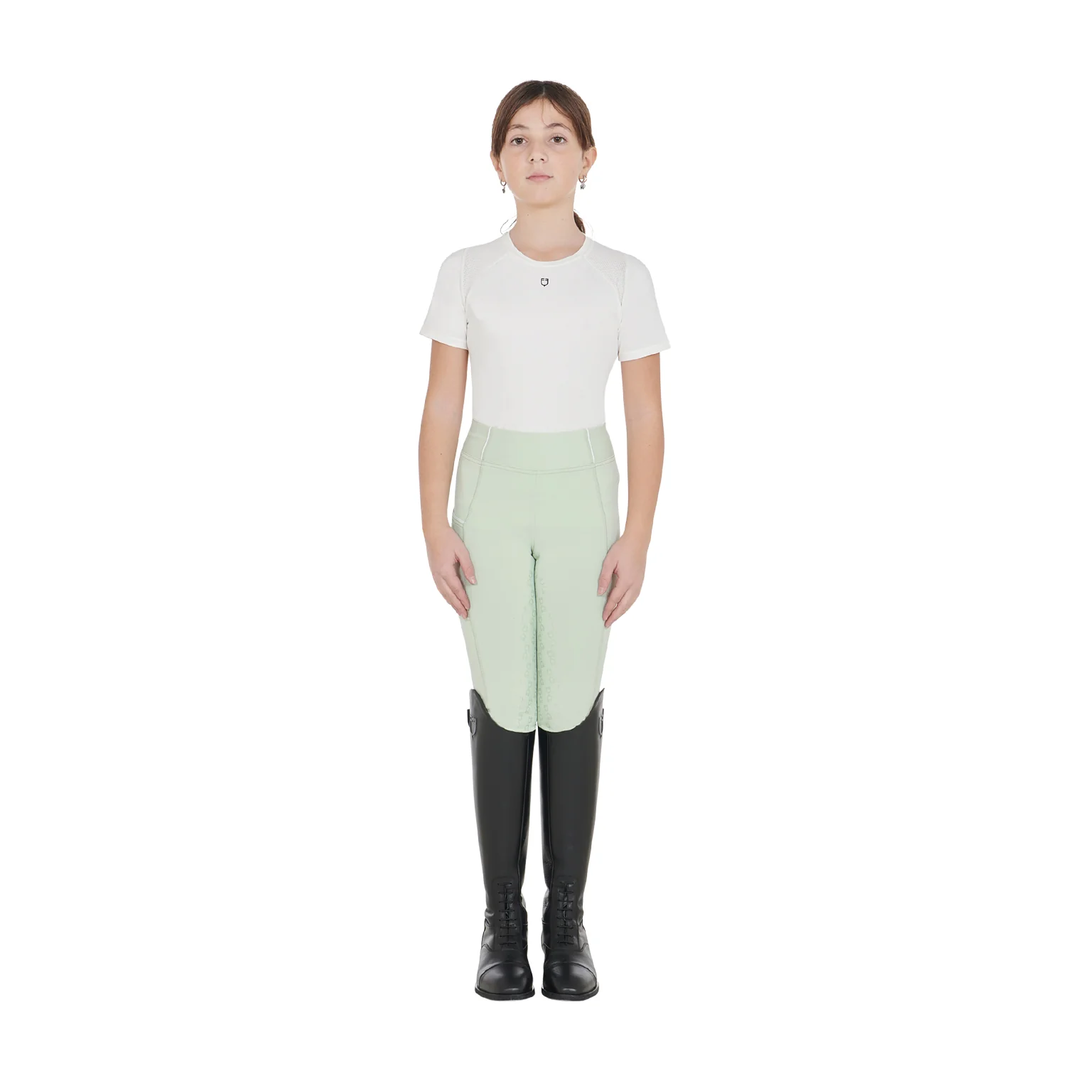 Equestro Girls' Slim Fit Grip Leggings With Logo - Image 94