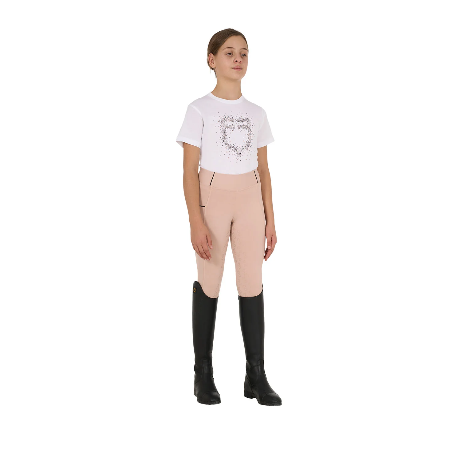 Equestro Girls' Slim Fit T-Shirt Rose Glitter Logo - Image 11