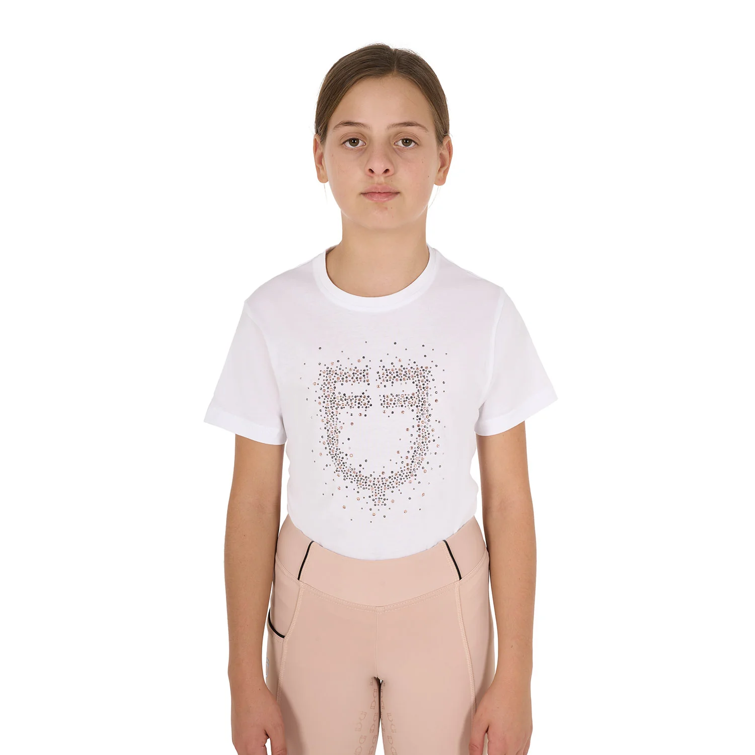 Equestro Girls' Slim Fit T-Shirt Rose Glitter Logo - Image 7
