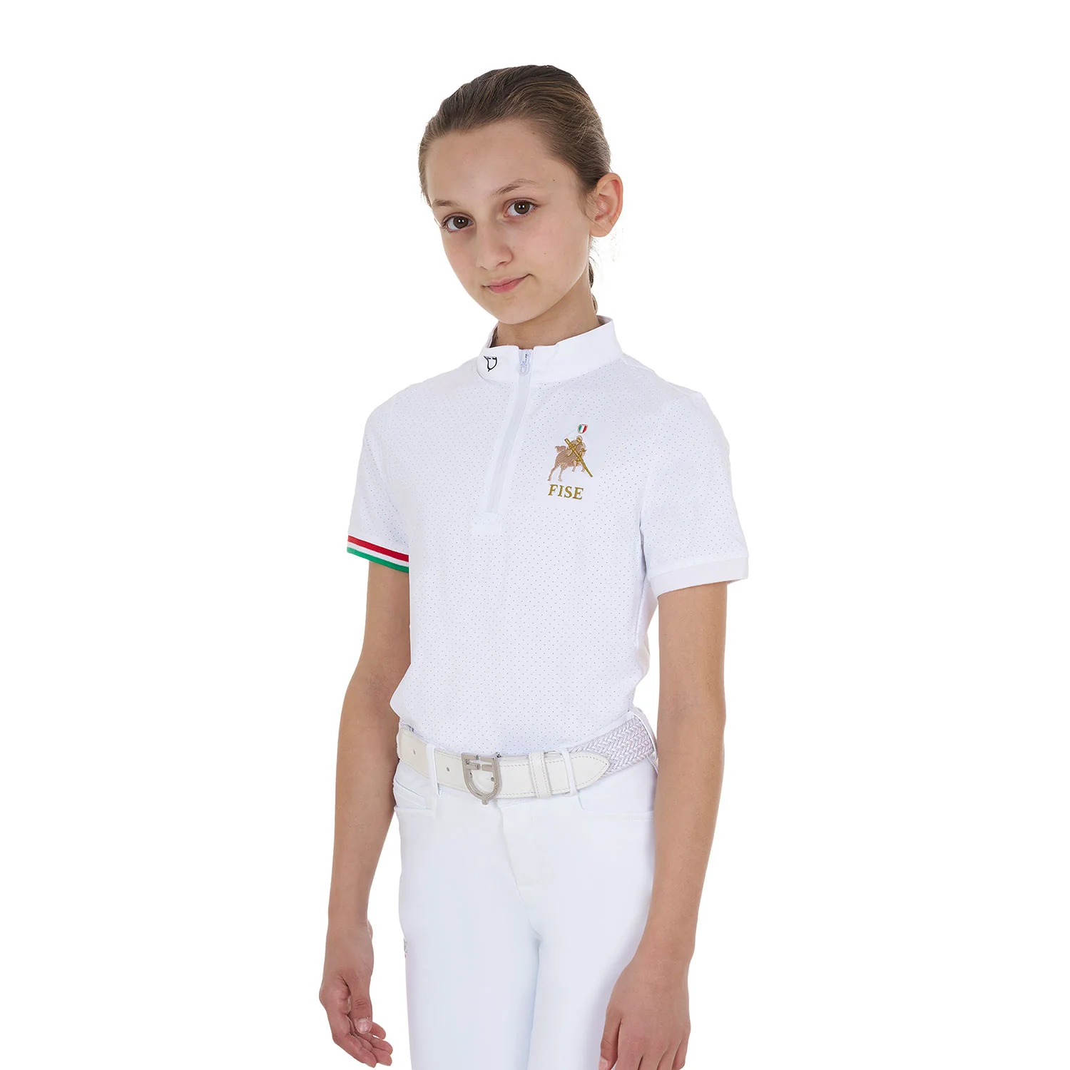 Equestro Girls' Zipped Competition Polo Shirt Equestro X Fise - Image 5
