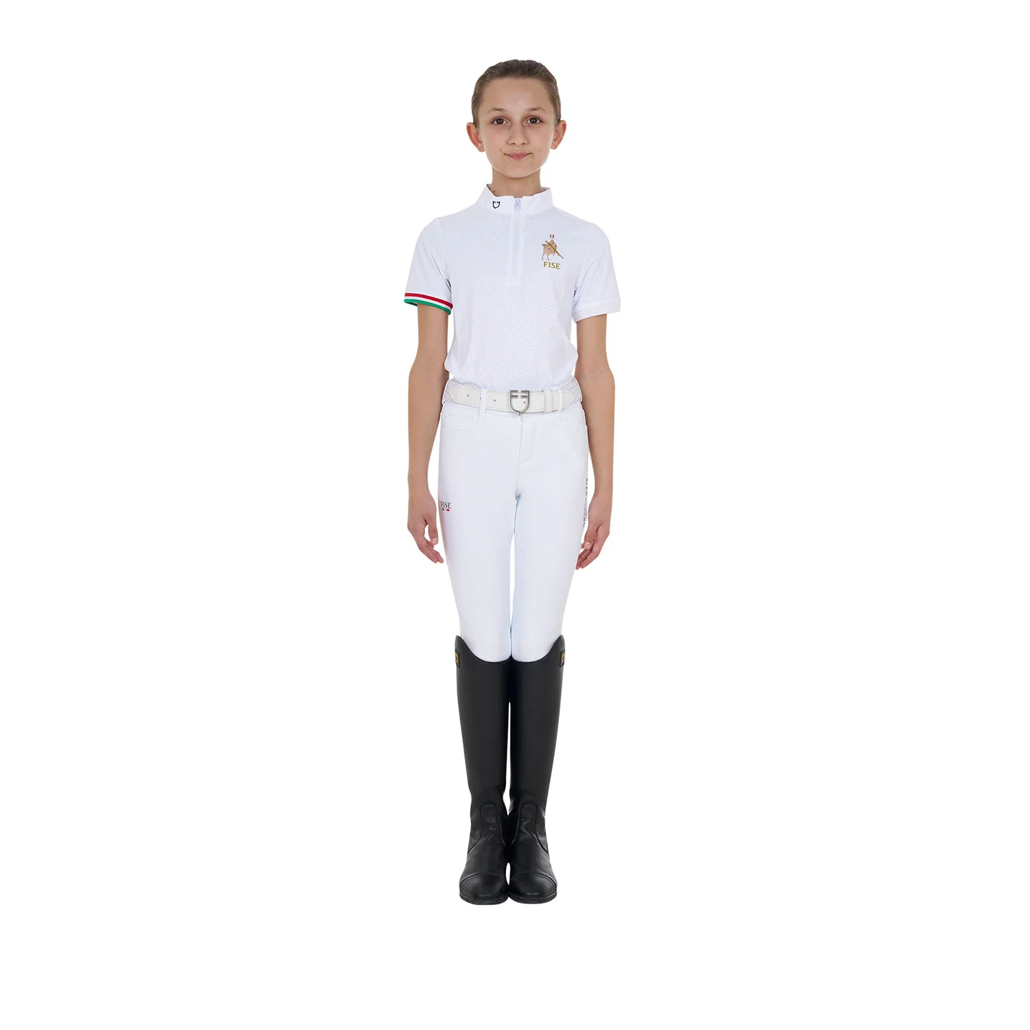 Equestro Girls' Zipped Competition Polo Shirt Equestro X Fise - Image 6