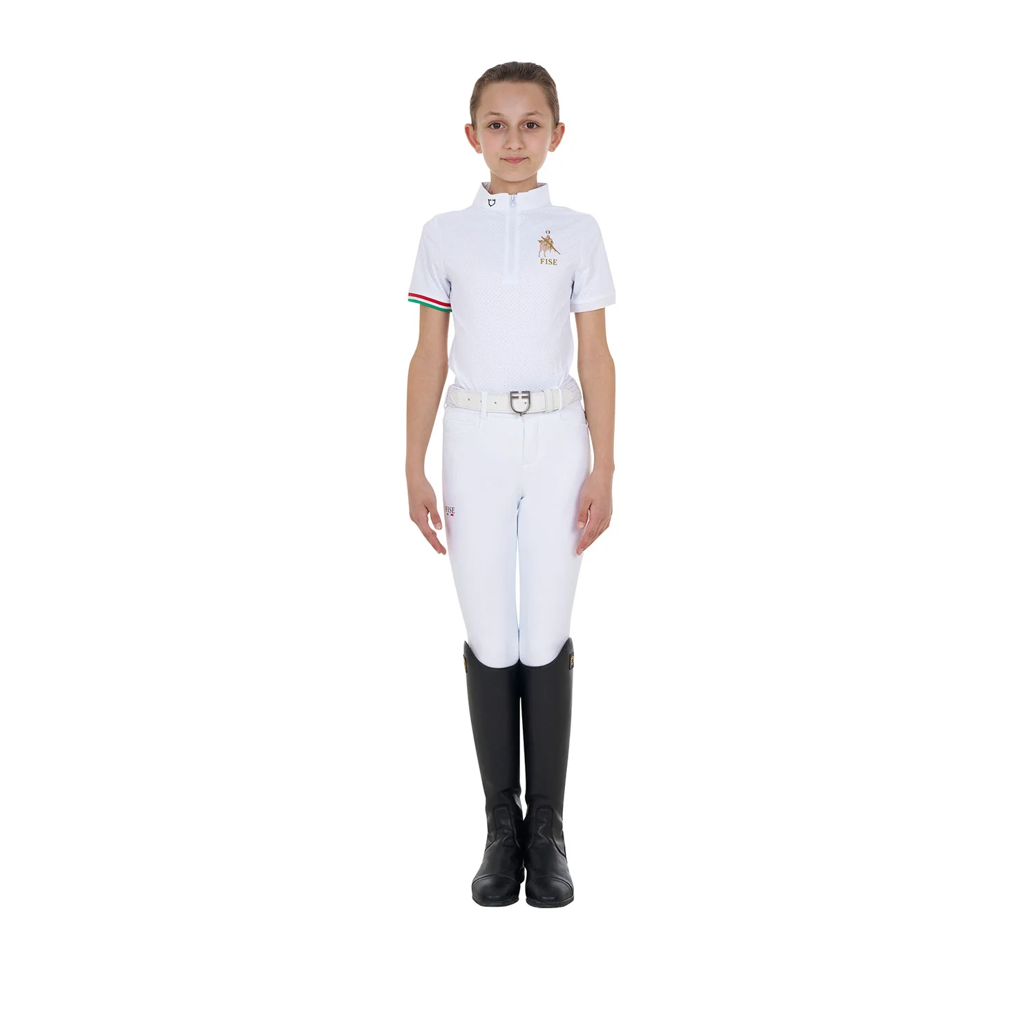 Equestro Girls' Zipped Competition Polo Shirt Equestro X Fise - Image 8