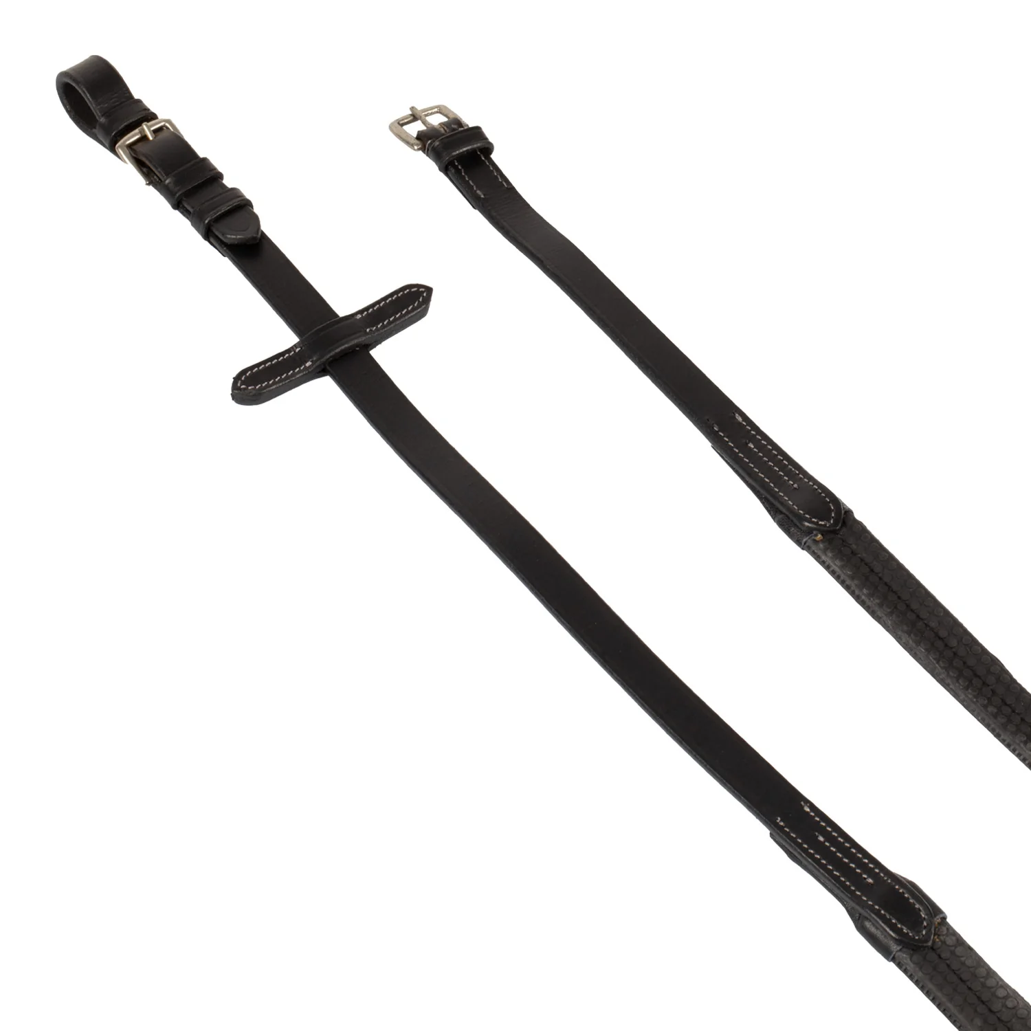 Equestro Leather And Rubber Reins Silver Fitting (1.6Cm) - Image 2