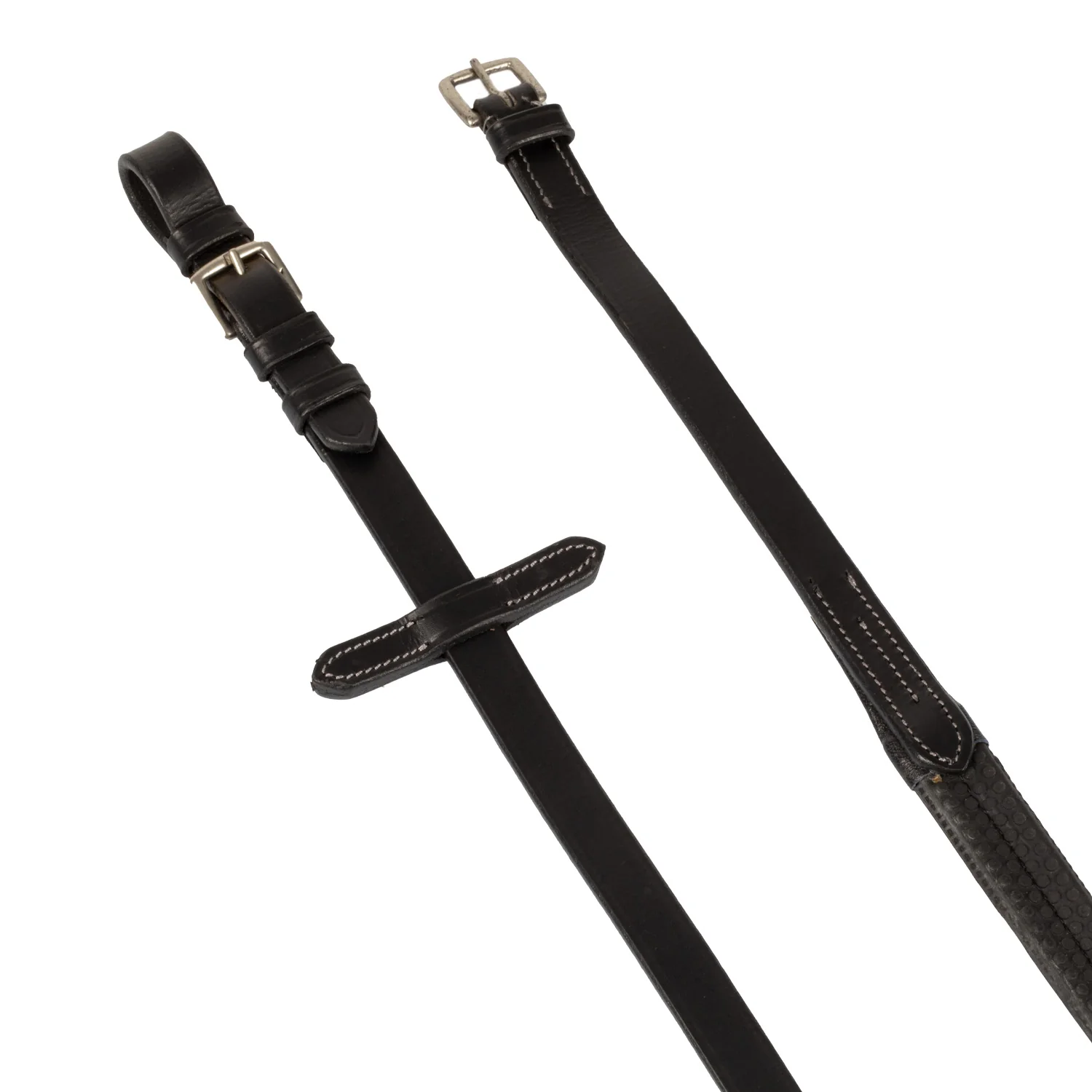 Equestro Leather And Rubber Reins Silver Fitting (1.6Cm) - Image 3