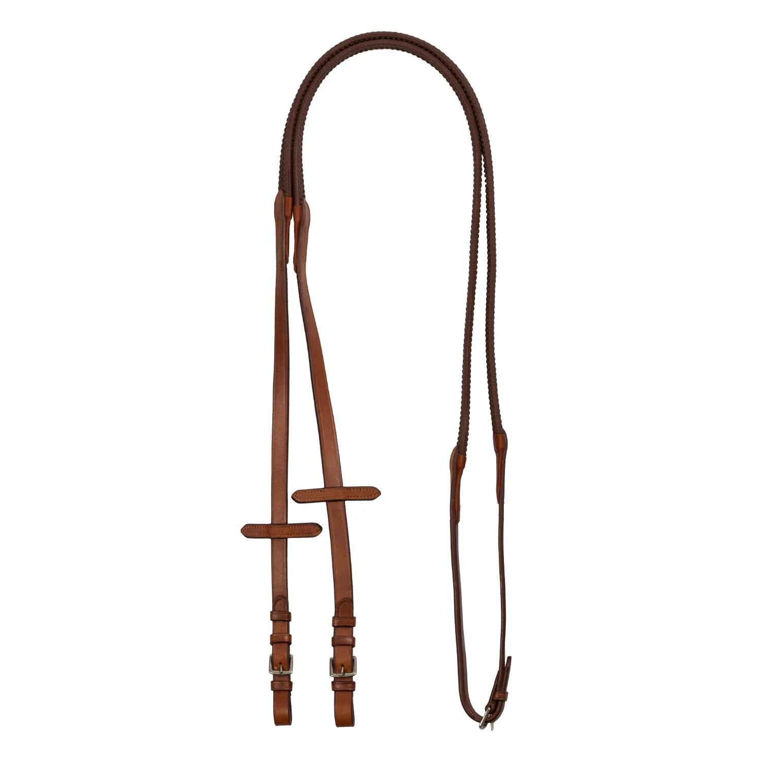 Equestro Leather And Rubber Reins Silver Fitting (1.6Cm) - Image 4
