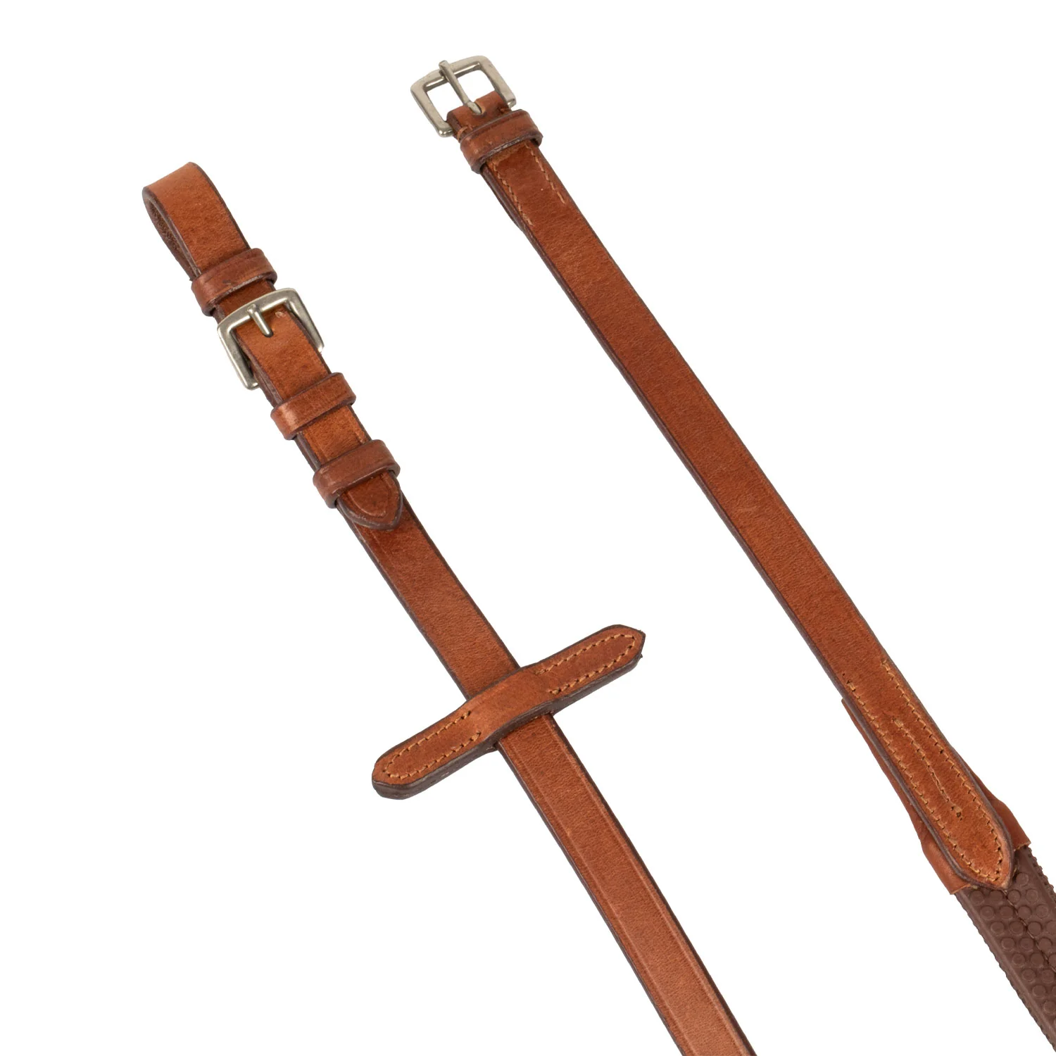 Equestro Leather And Rubber Reins Silver Fitting (1.6Cm) - Image 6